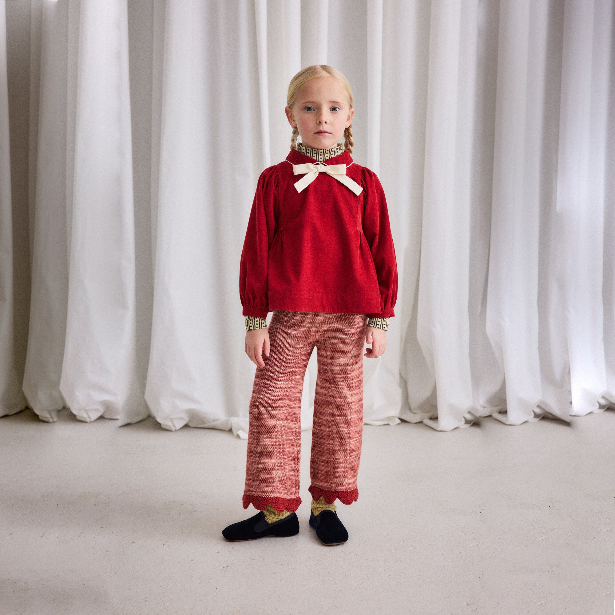 Girls Red Corduroy Blouse