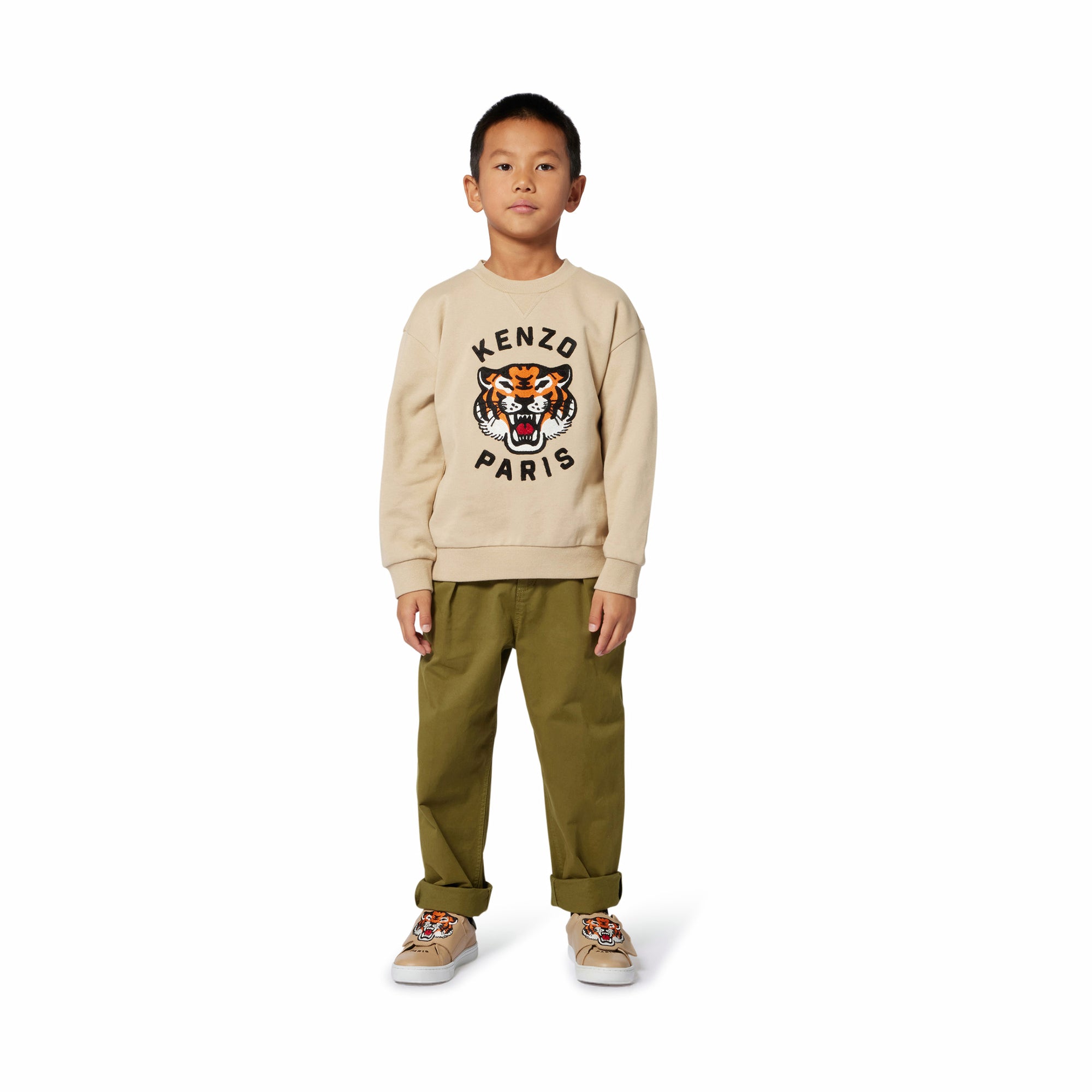 Boys Sand Embroidered Tiger Cotton Sweatshirt