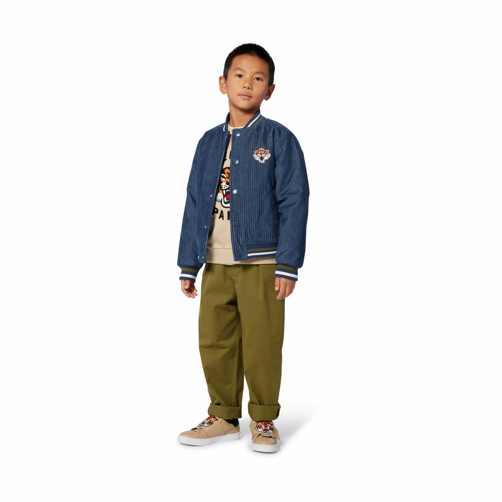 Boys Sand Embroidered Tiger Cotton Sweatshirt