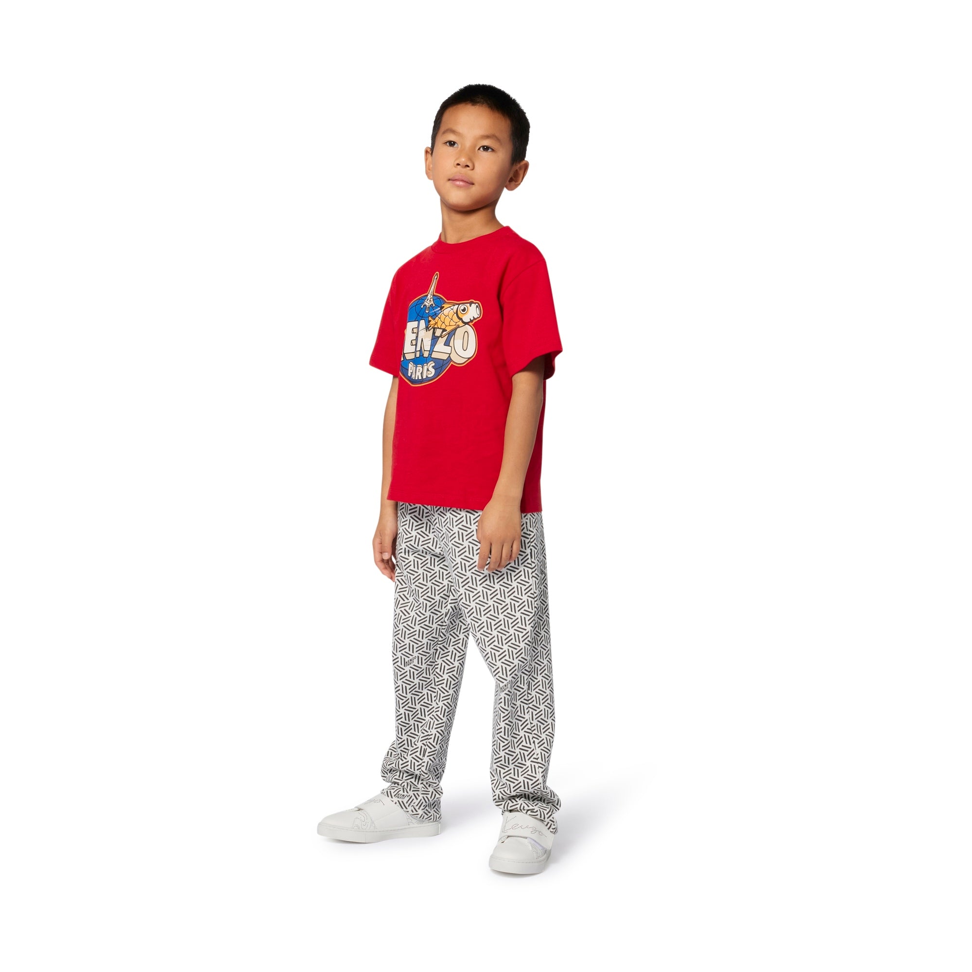 Boys Red Printed Cotton T-Shirt