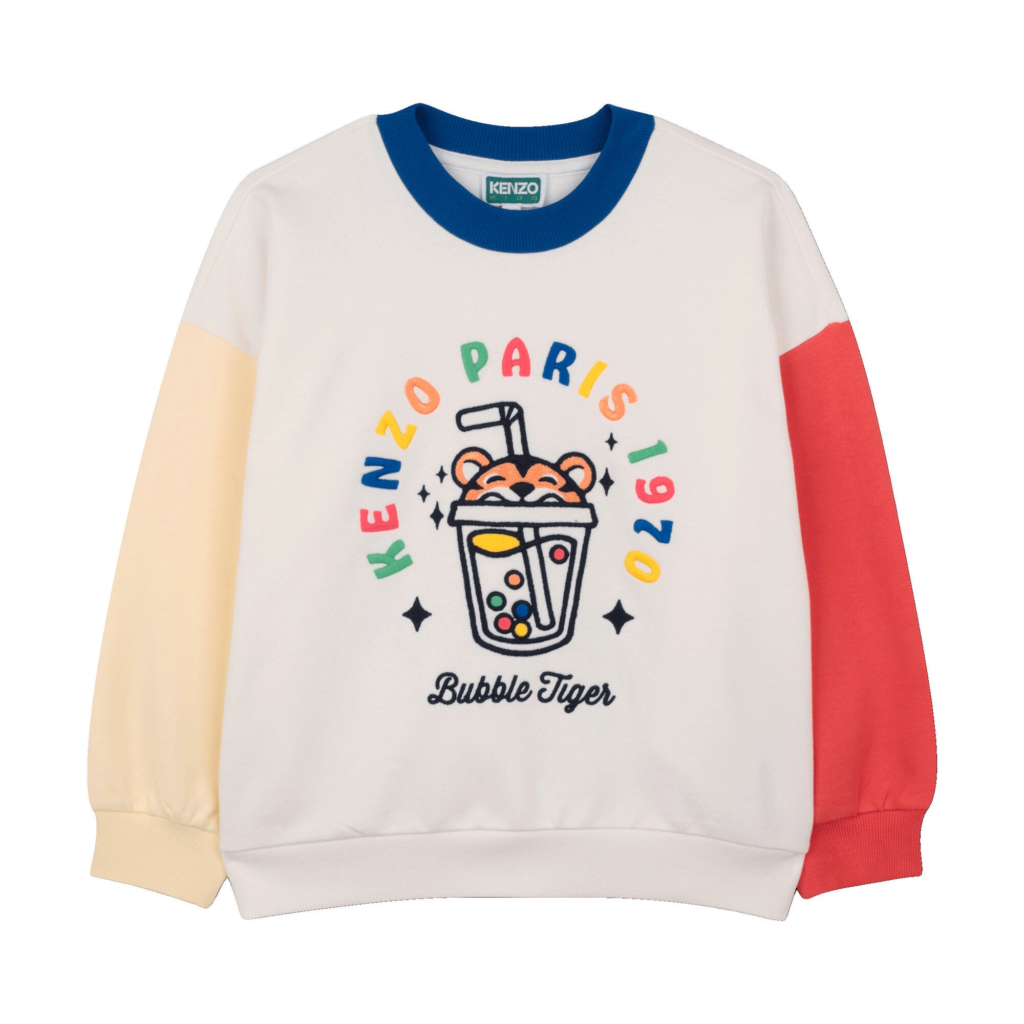 Boys White Embroidered Bubble Tiger Cotton Sweatshirt