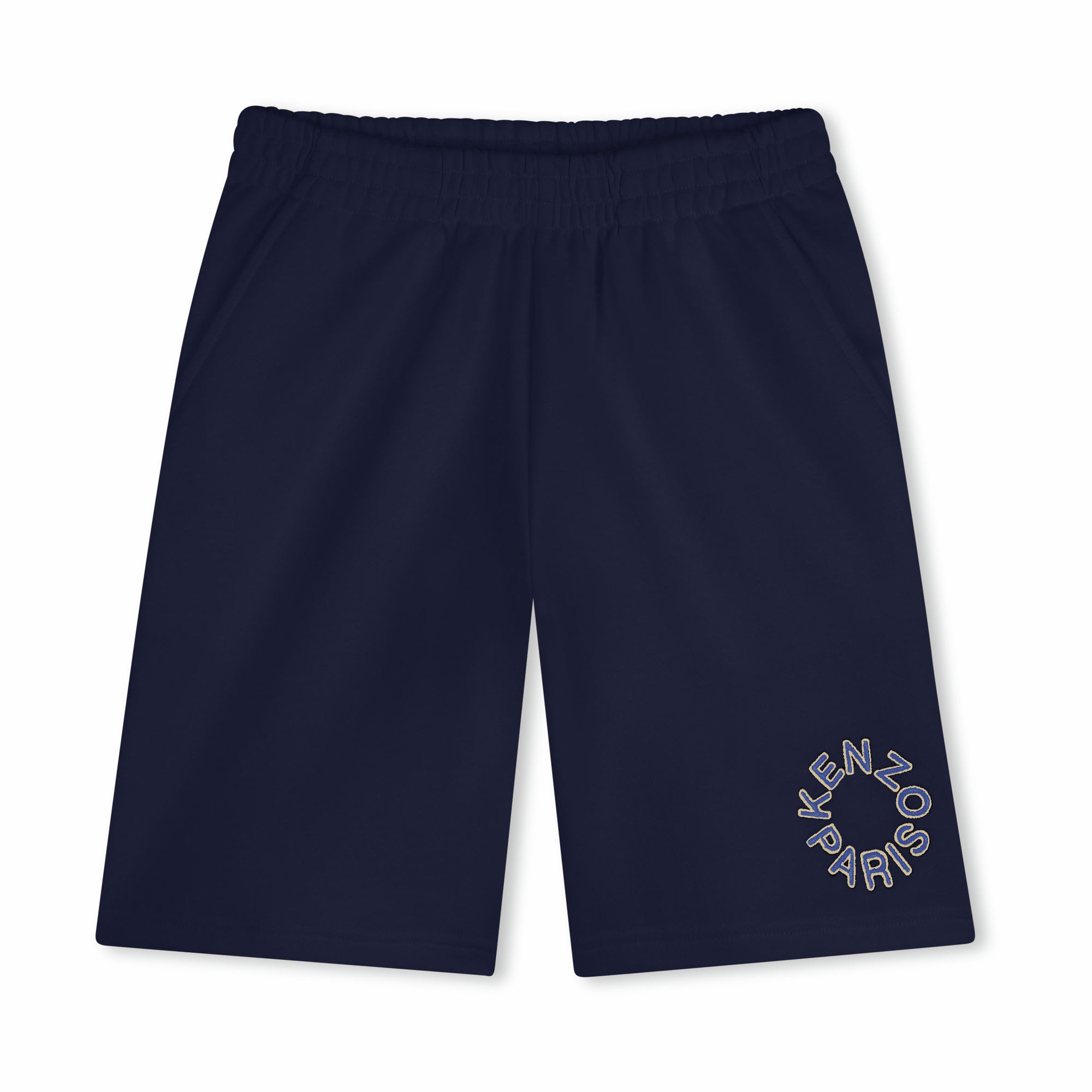 Boys & Girls Blue Embroidered Logo Cotton Shorts