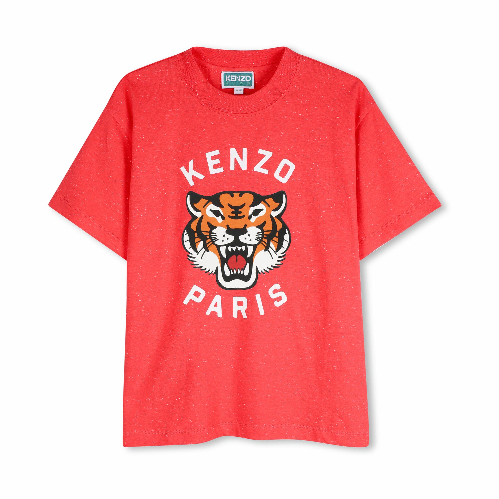 Boys & Girls Red Tiger Printed Cotton T-Shirt