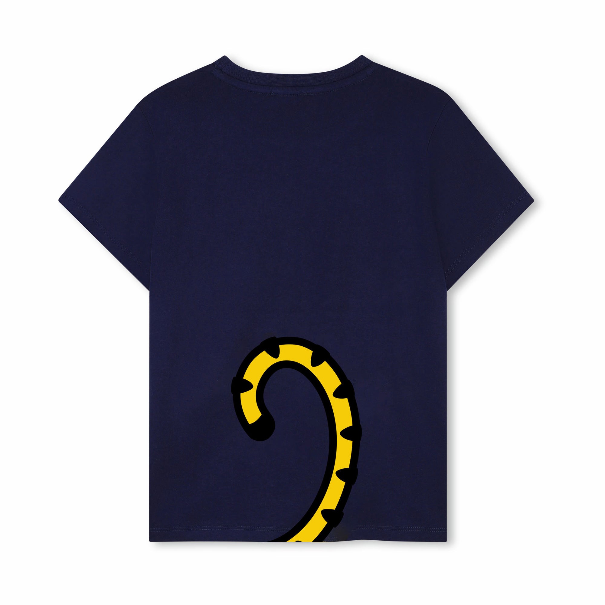 Girls Dark Blue Tiger Printed Cotton T-Shirt