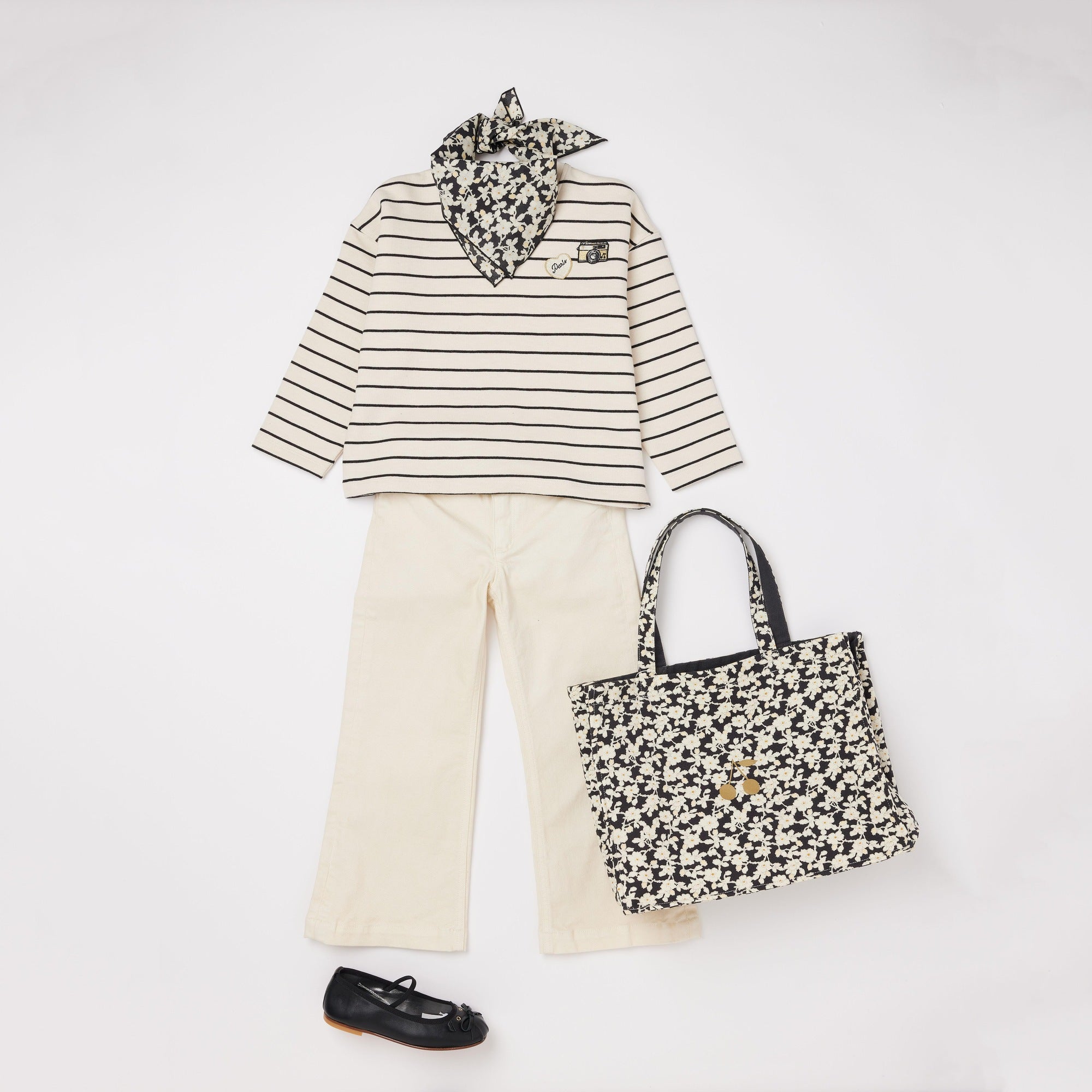 Girls Black Stripes Cotton Sweatshirt