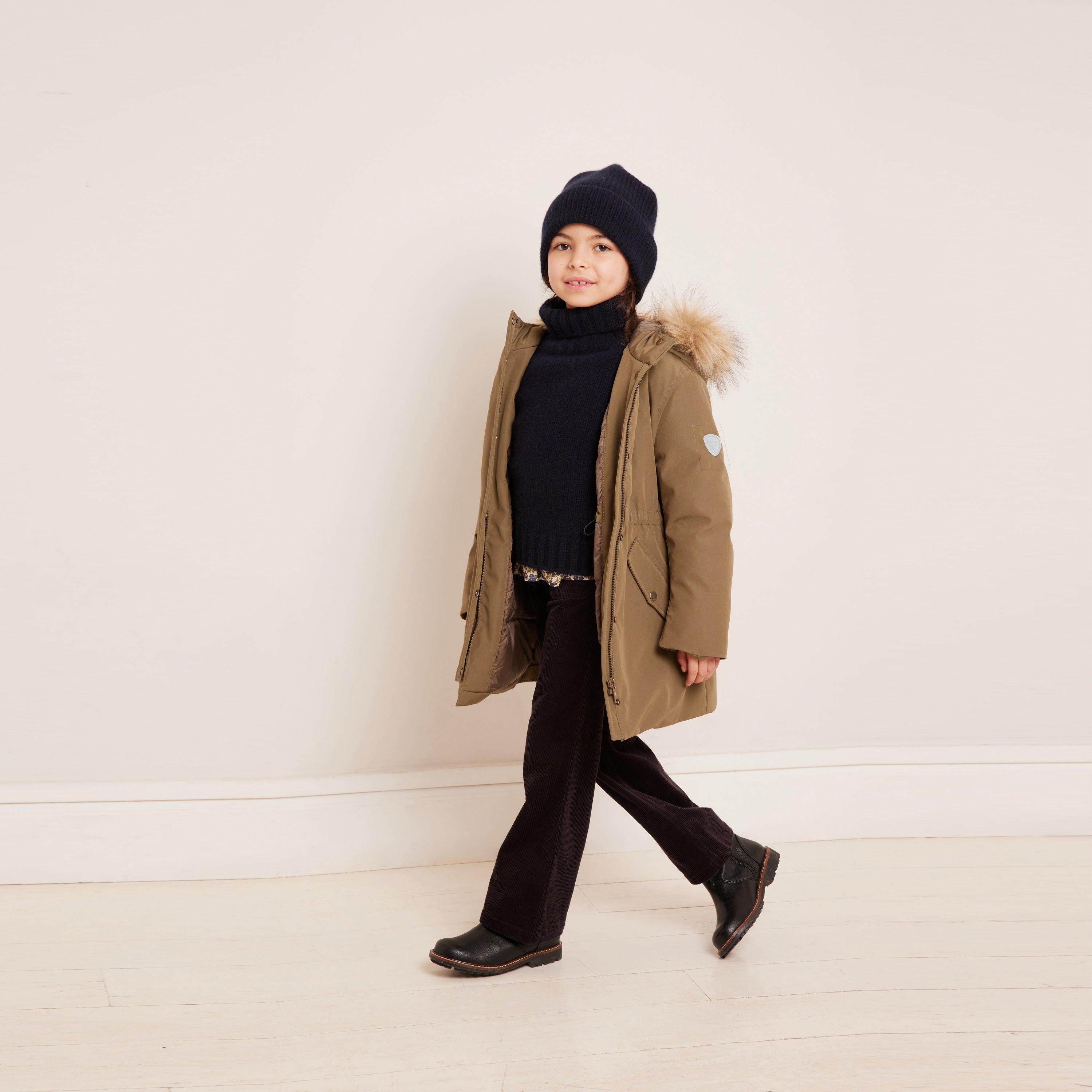 Girls Army Green Padded Down Coat