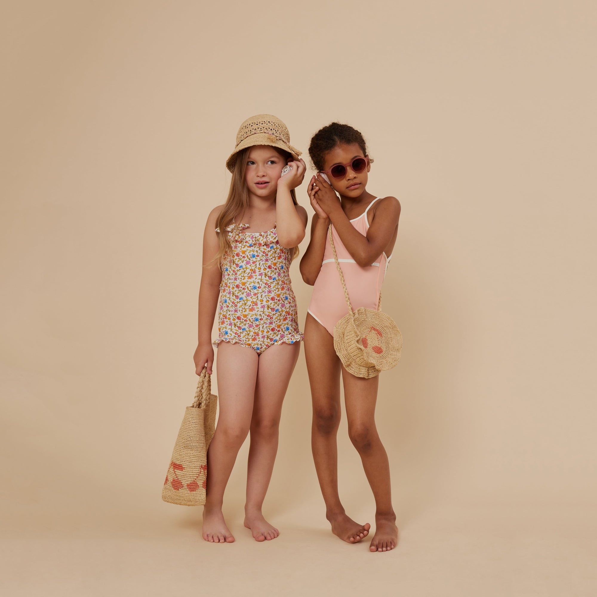 Girls Light Pink Swimsuit