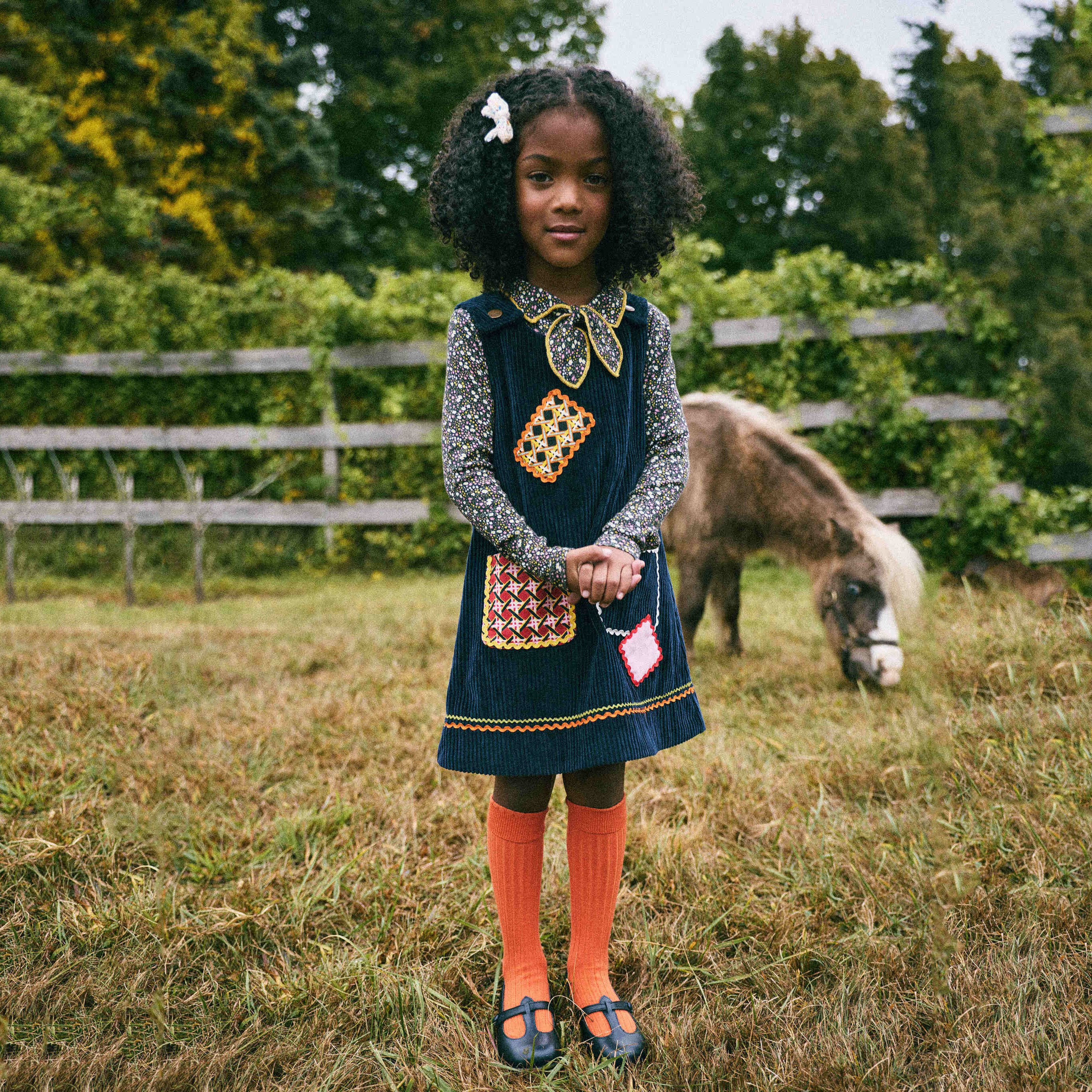 Girls Dark Blue Corduroy Dress