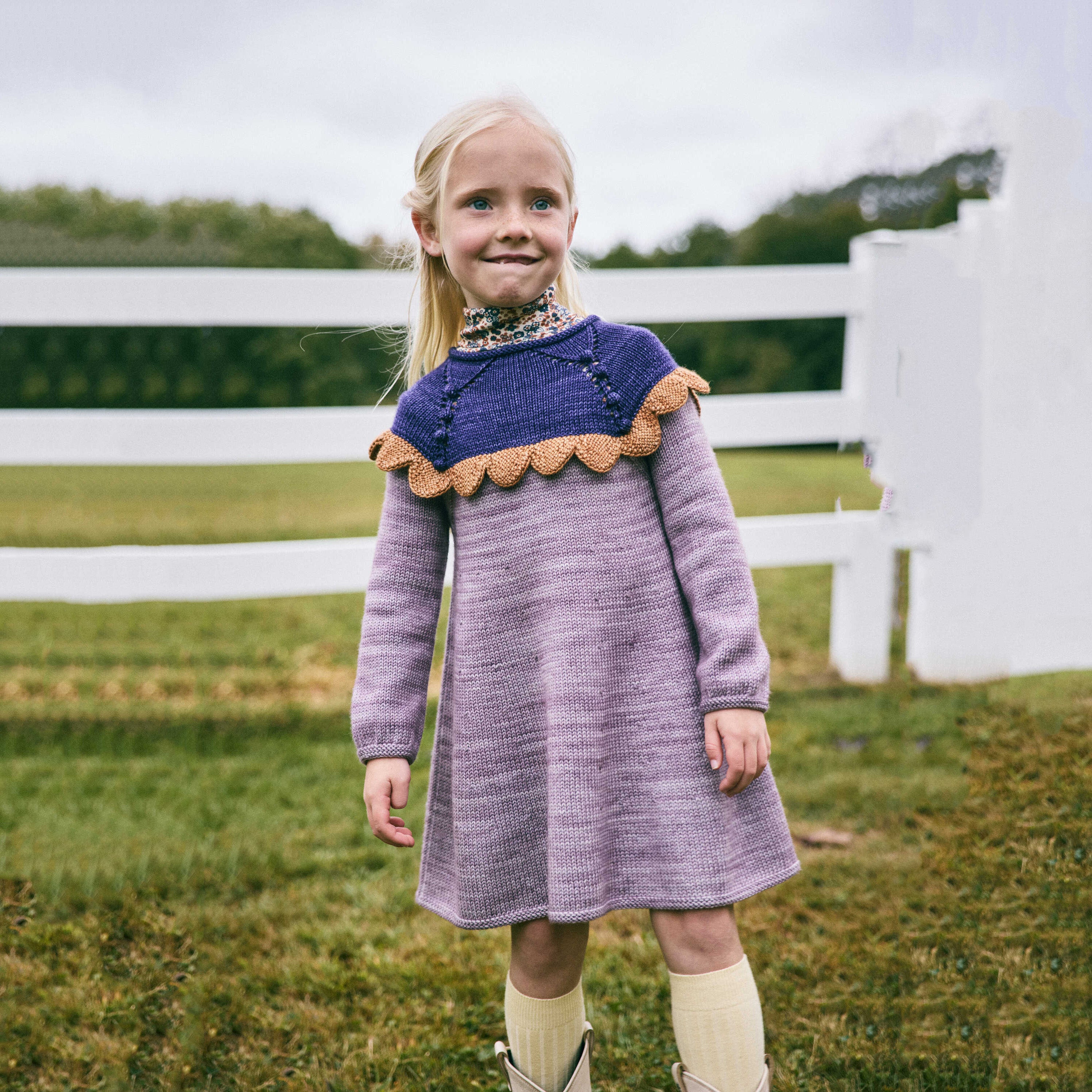 Girls Purple Wool Dress