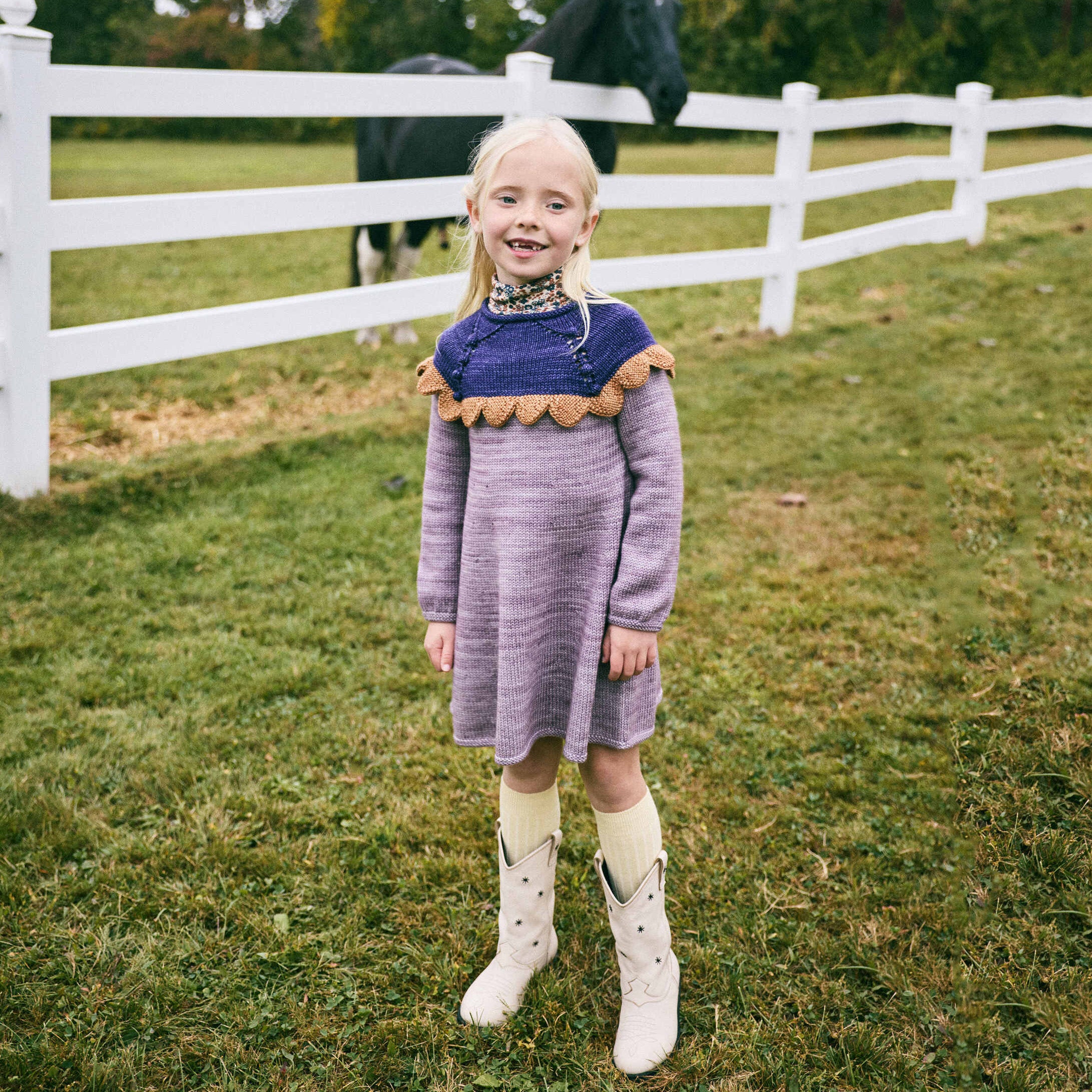 Girls Purple Wool Dress