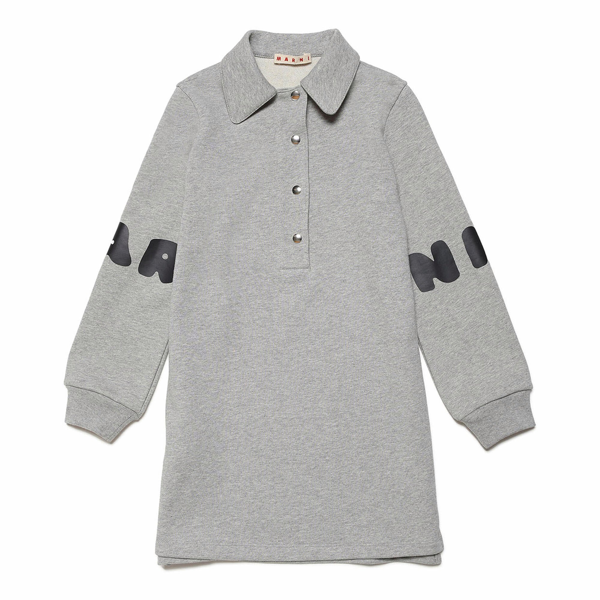 Girls Grey Logo Cotton Dress