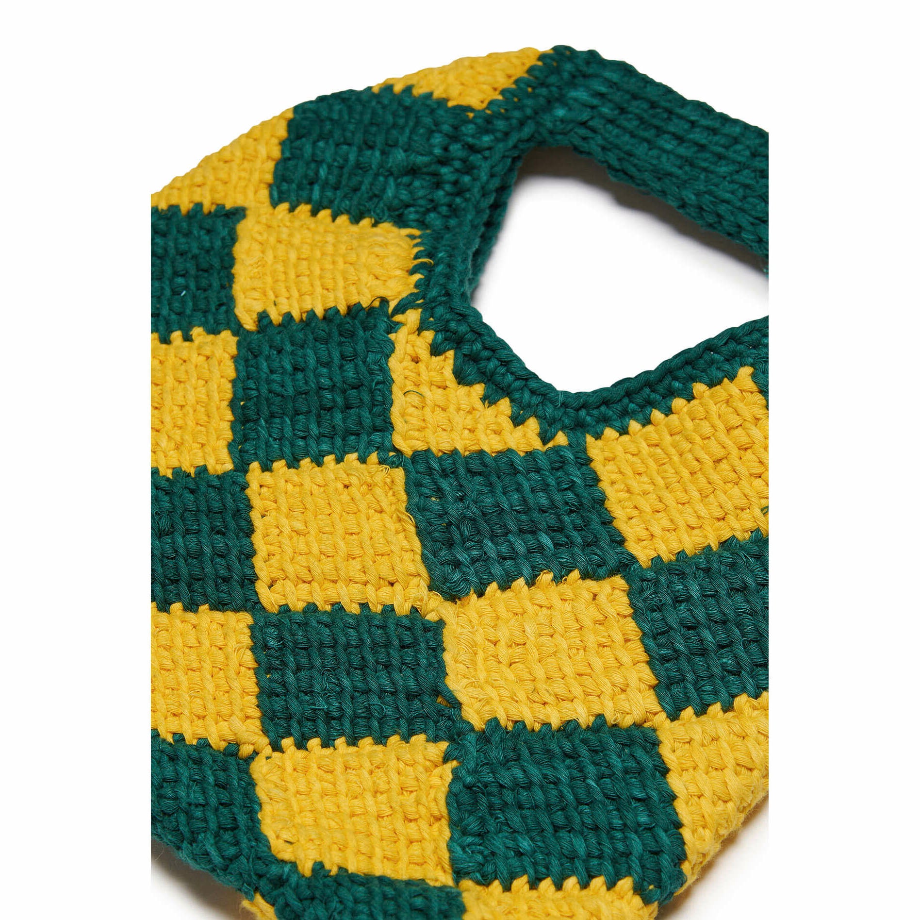 Girls Green Check Crochet Handbag