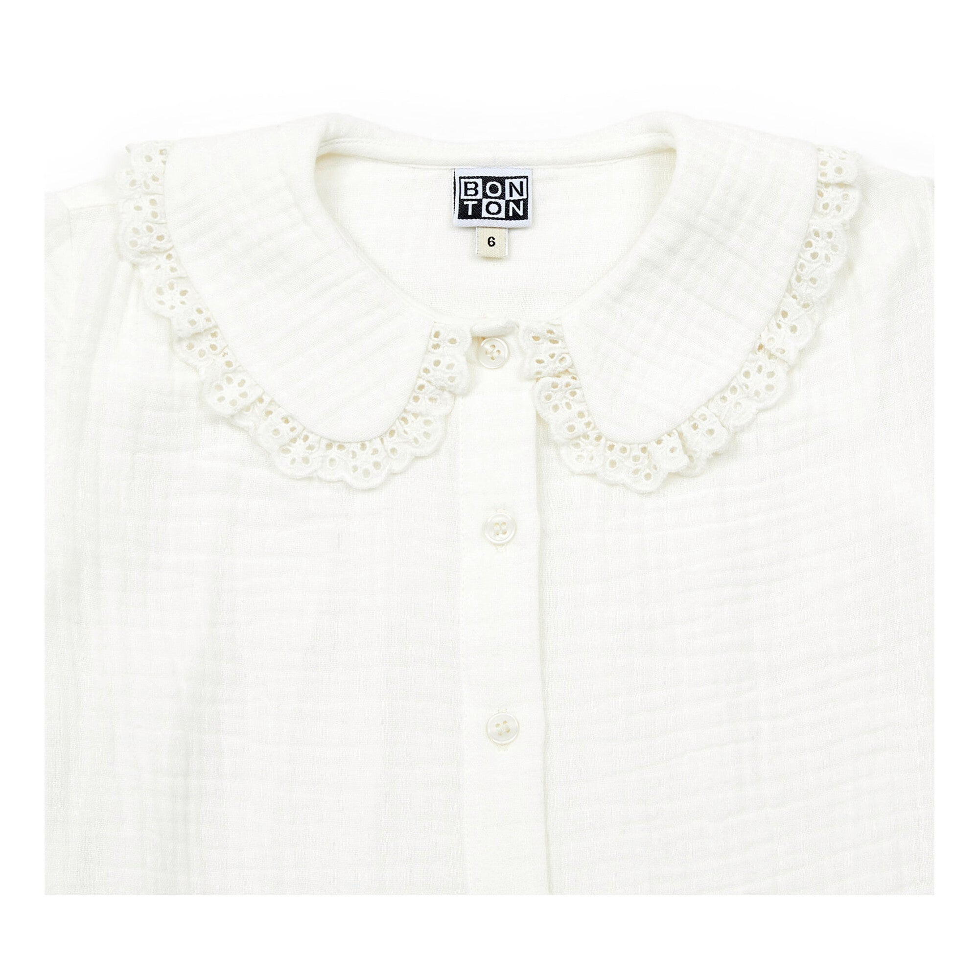 Girls White Ruffled Cotton Shirt