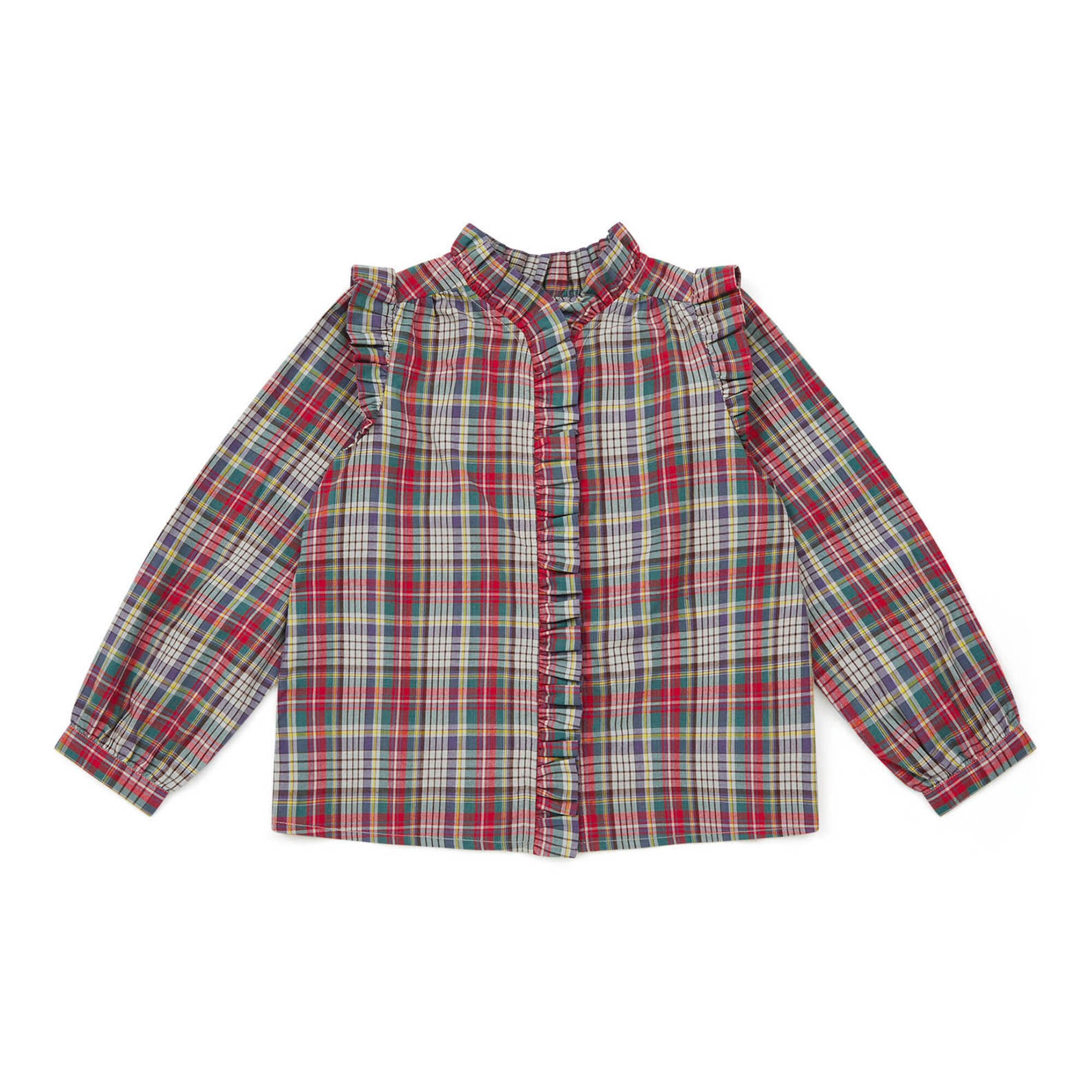 Girls Red Check Cotton Shirt