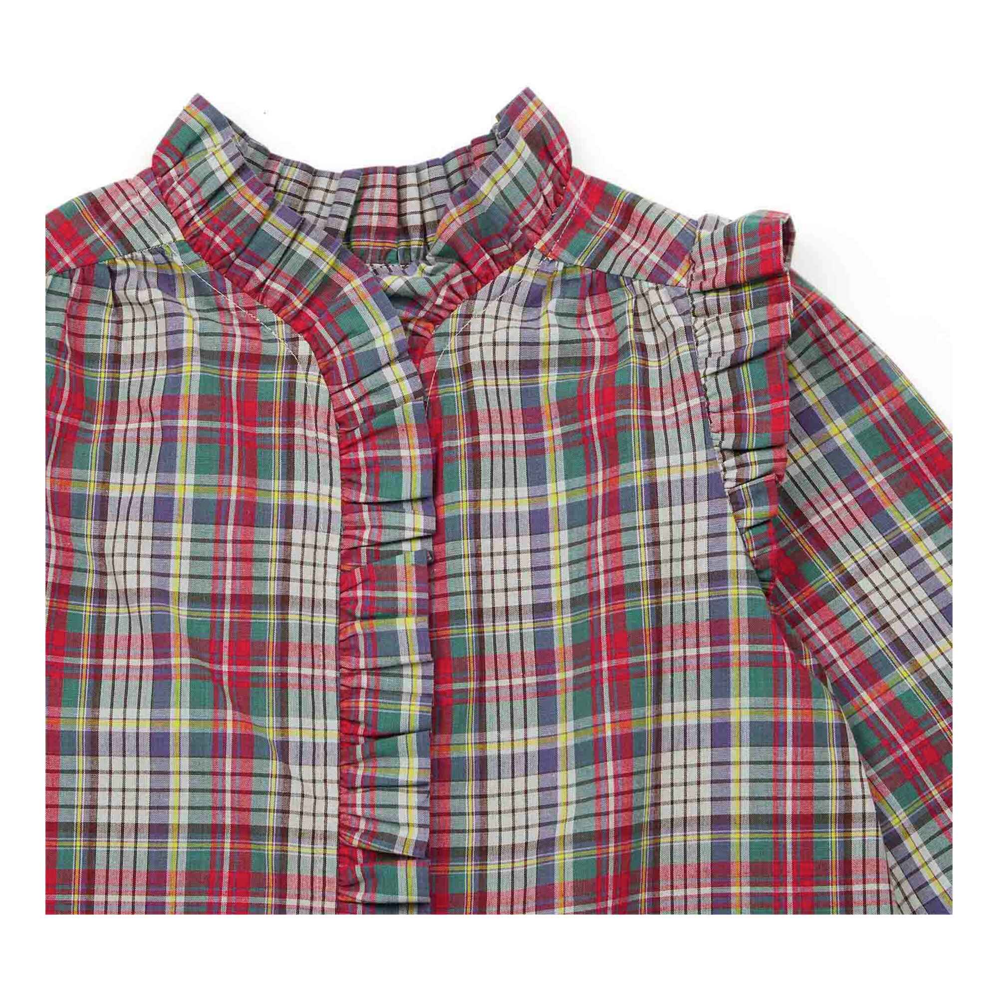 Girls Red Check Cotton Shirt