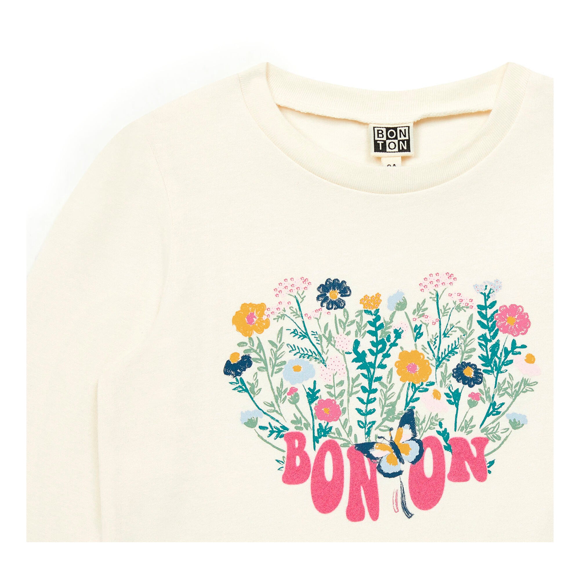 Girls White Printed Cotton T-Shirt
