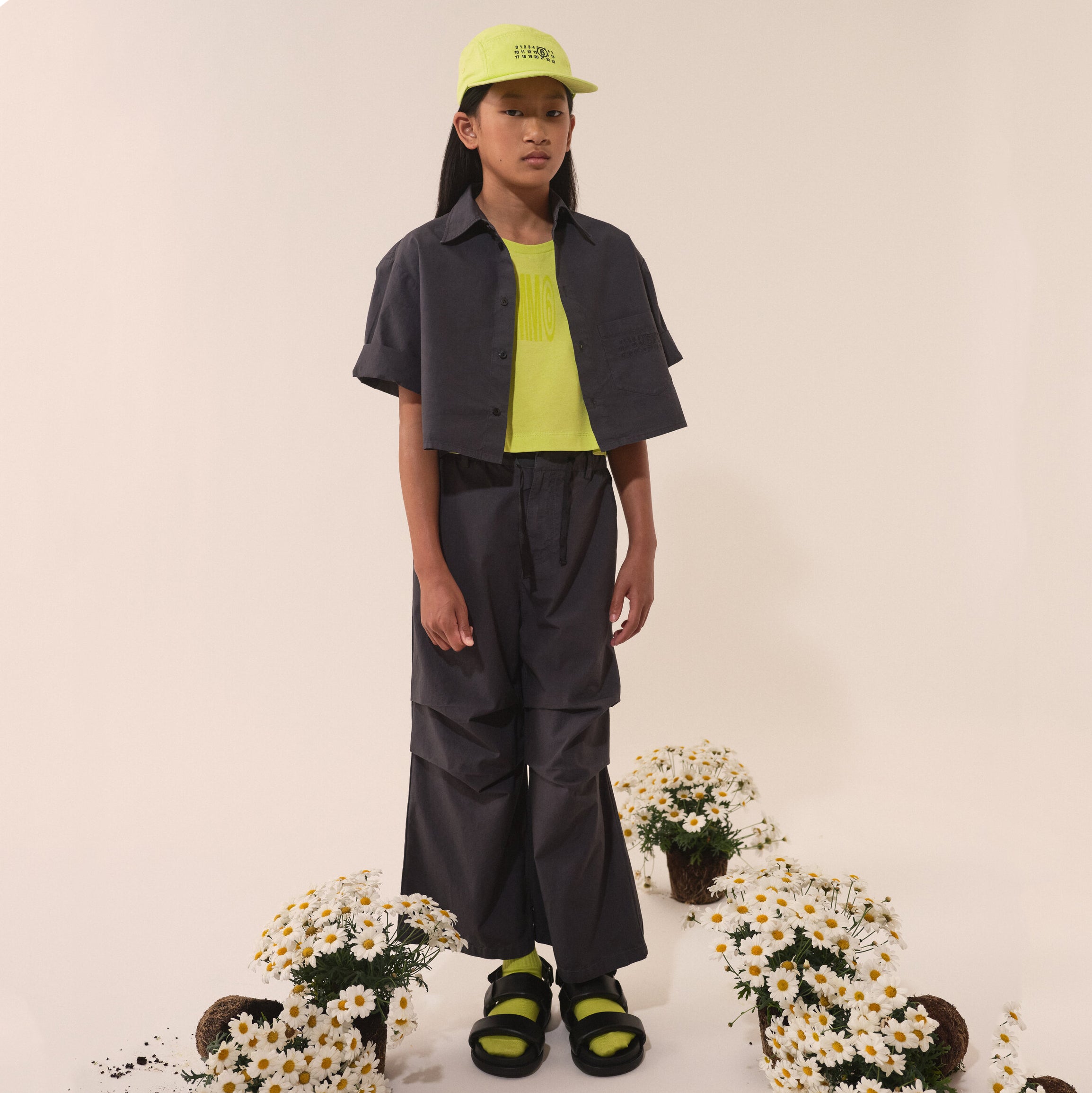 Girls Grey Embroidered Cotton Shirt