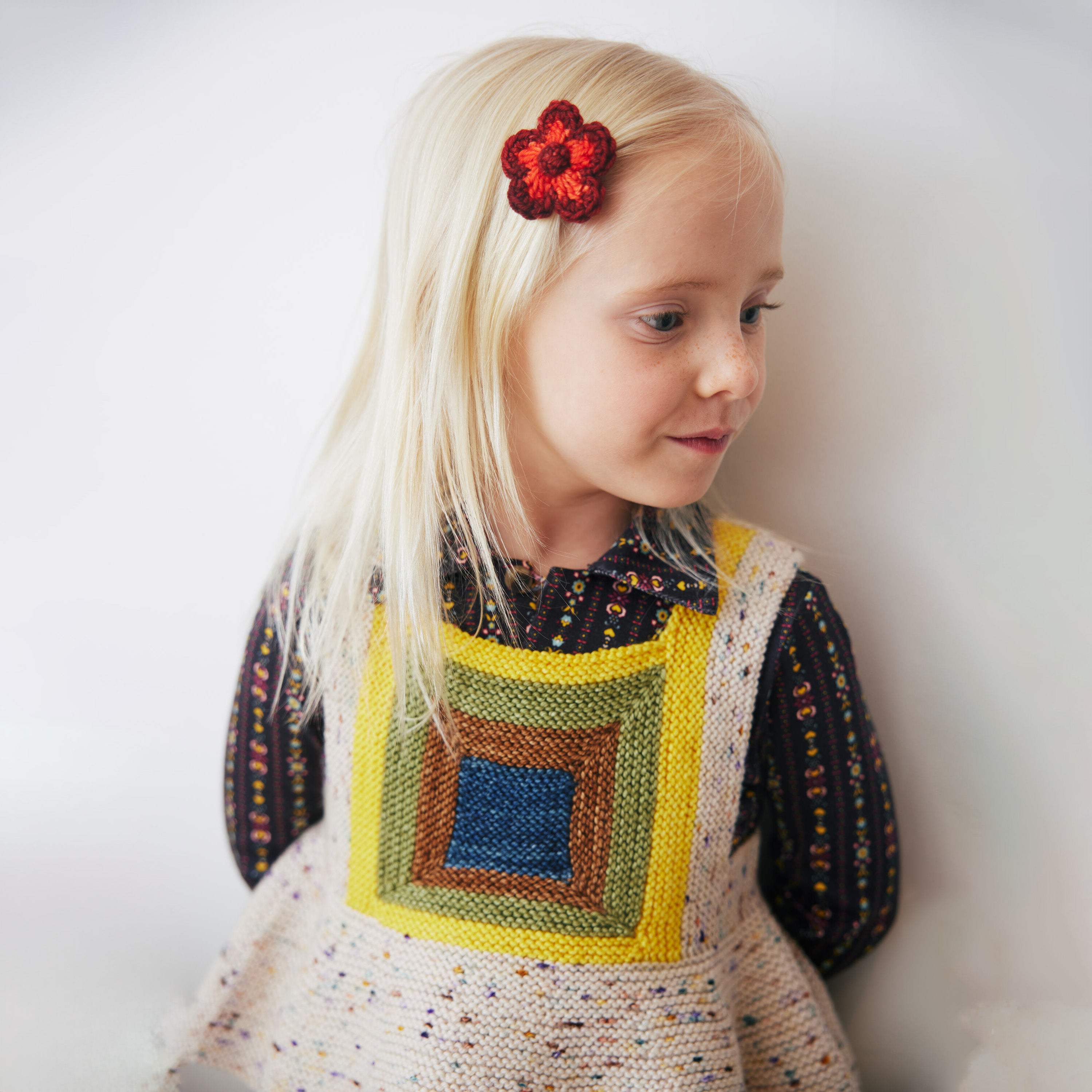 Girls Cream Strap Wool Top