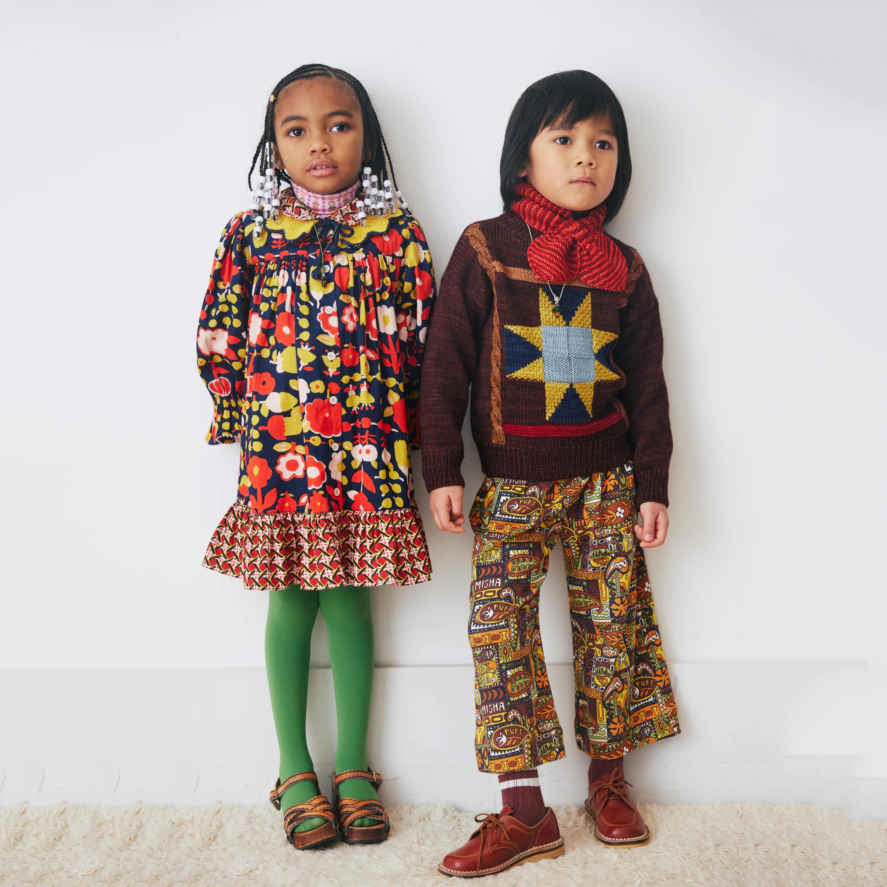Boys & Girls Brown Printed Cotton Trousers