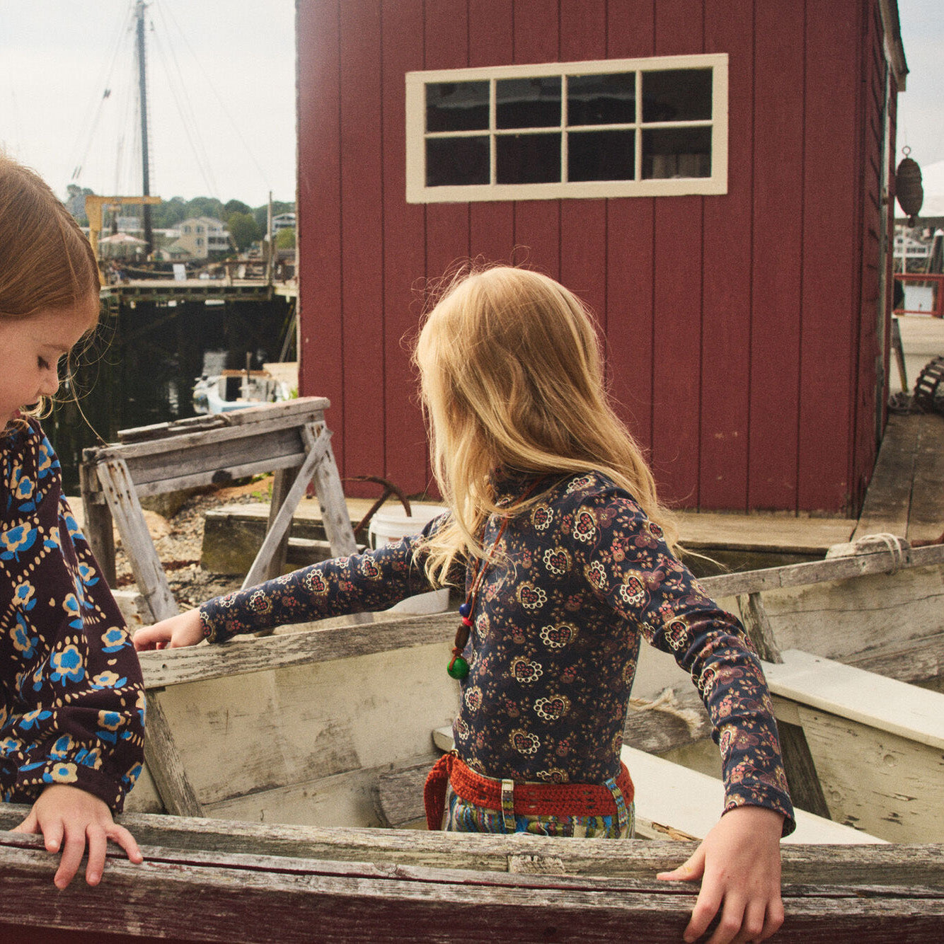 Boys & Girls Dark Grey Floral Cotton Turtleneck