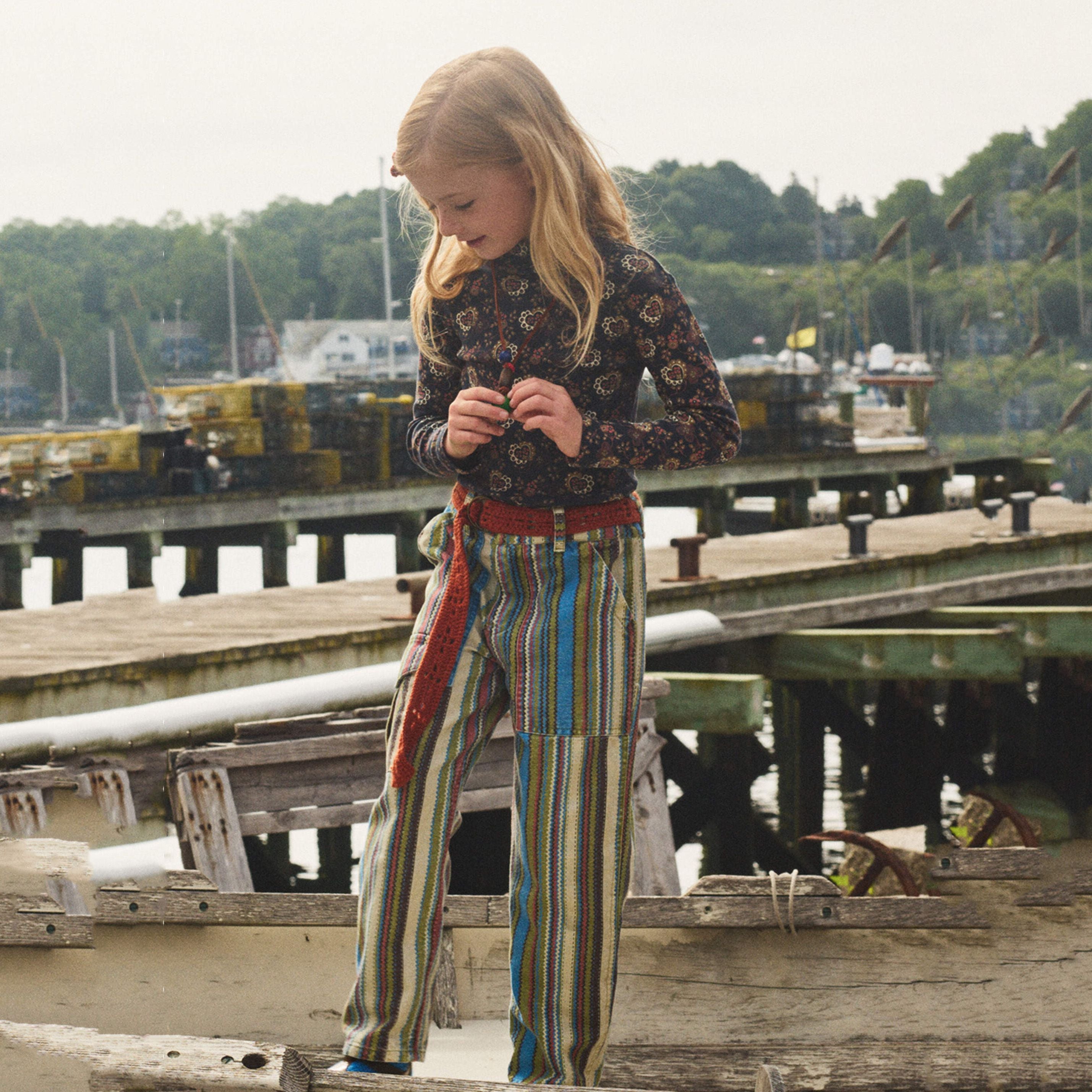 Boys & Girls Dark Grey Floral Cotton Turtleneck