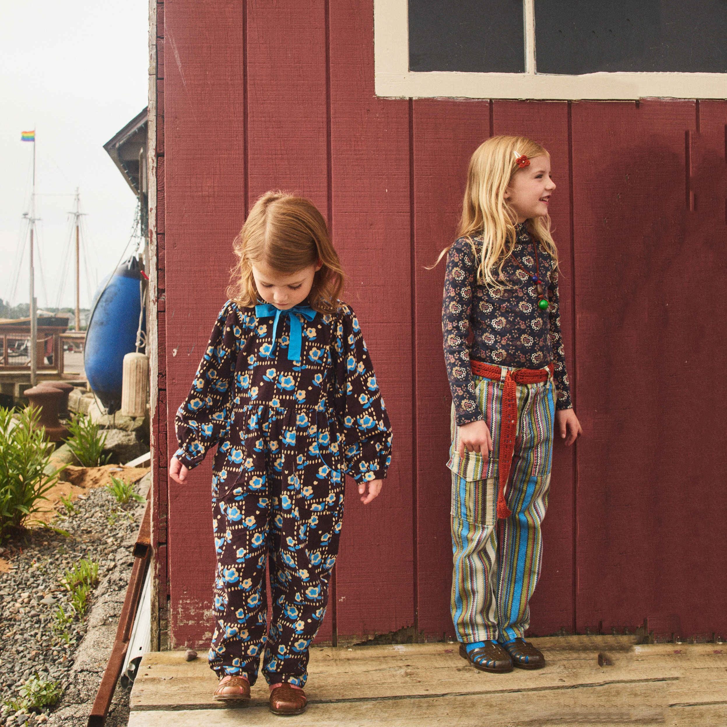 Boys & Girls Dark Grey Floral Cotton Turtleneck