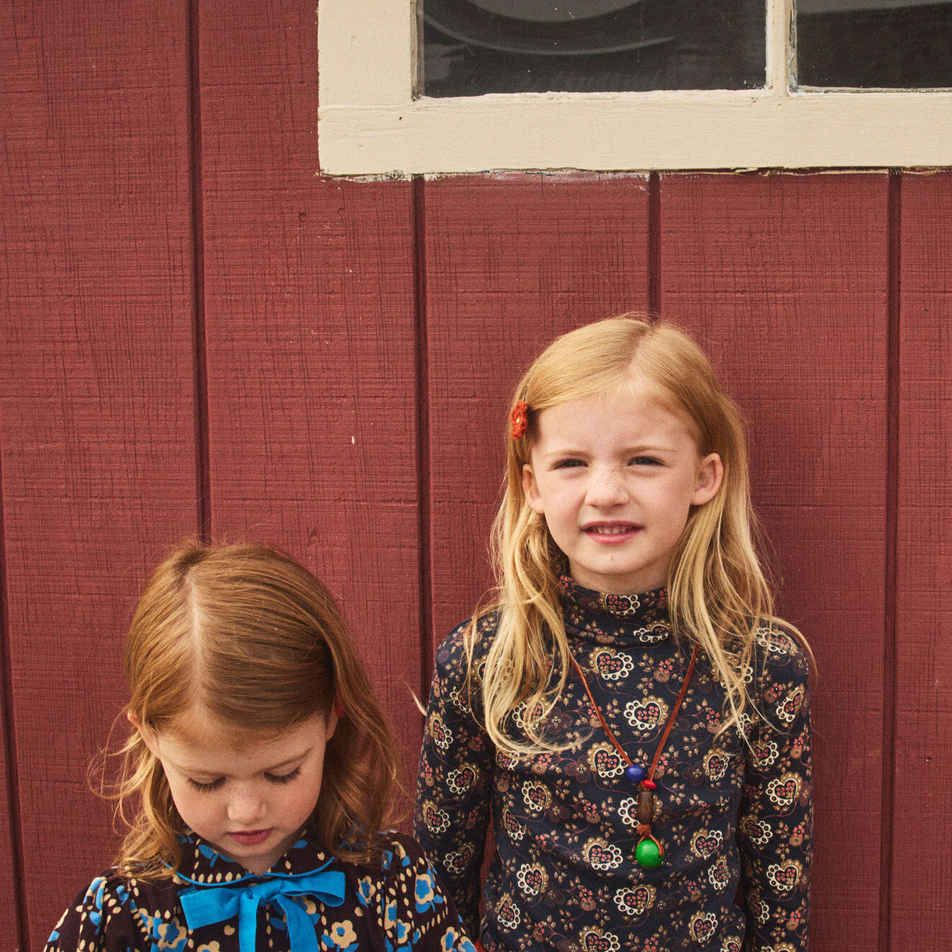 Boys & Girls Dark Grey Floral Cotton Turtleneck