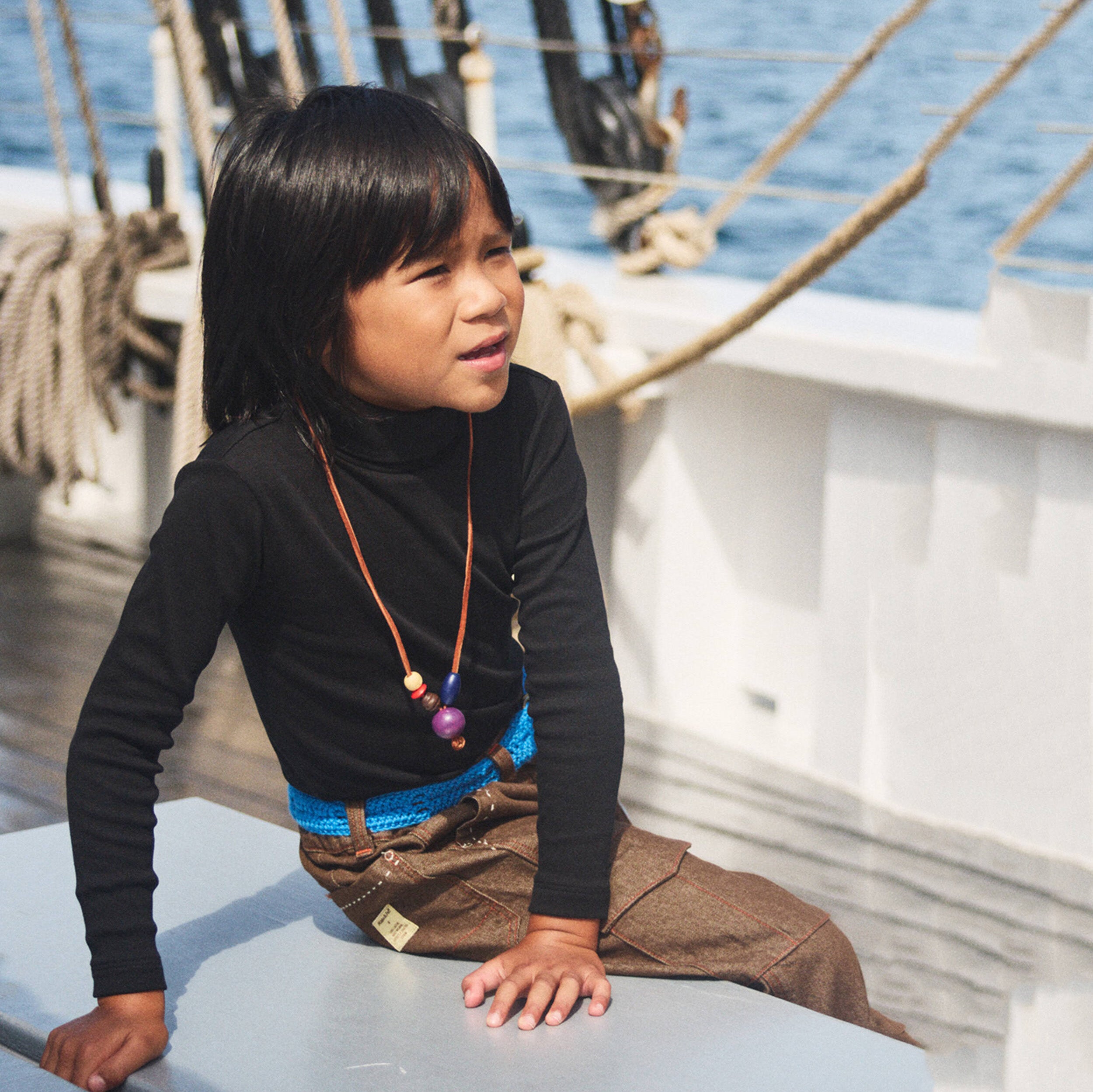 Boys & Girls Black Cotton Turtleneck