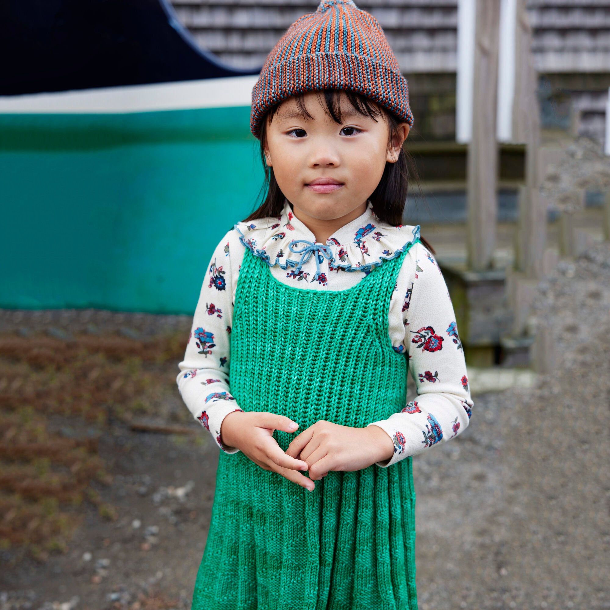 Girls Green Wool Dress