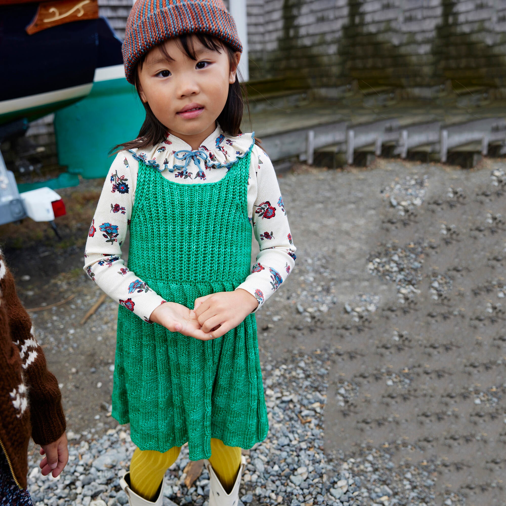 Girls Green Wool Dress