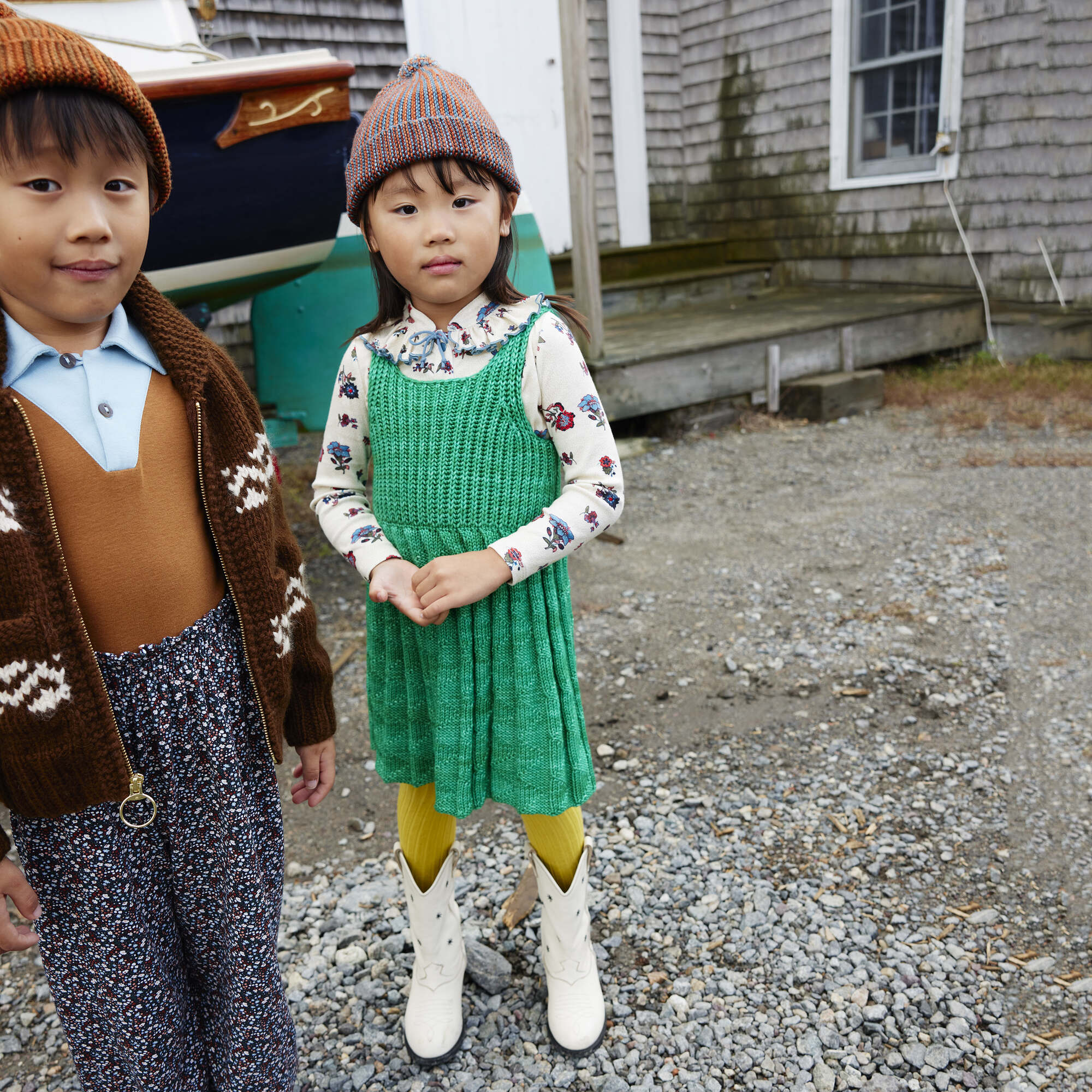Girls Green Wool Dress