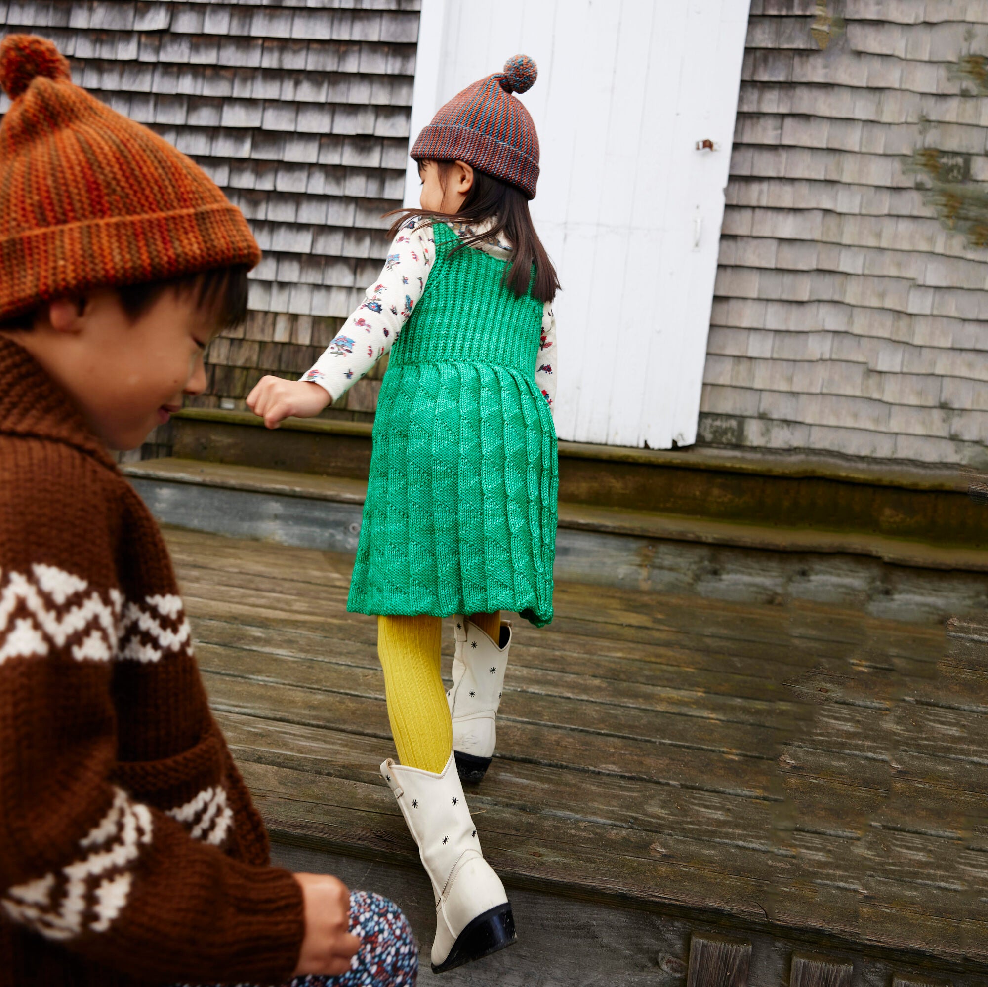 Girls Green Wool Dress