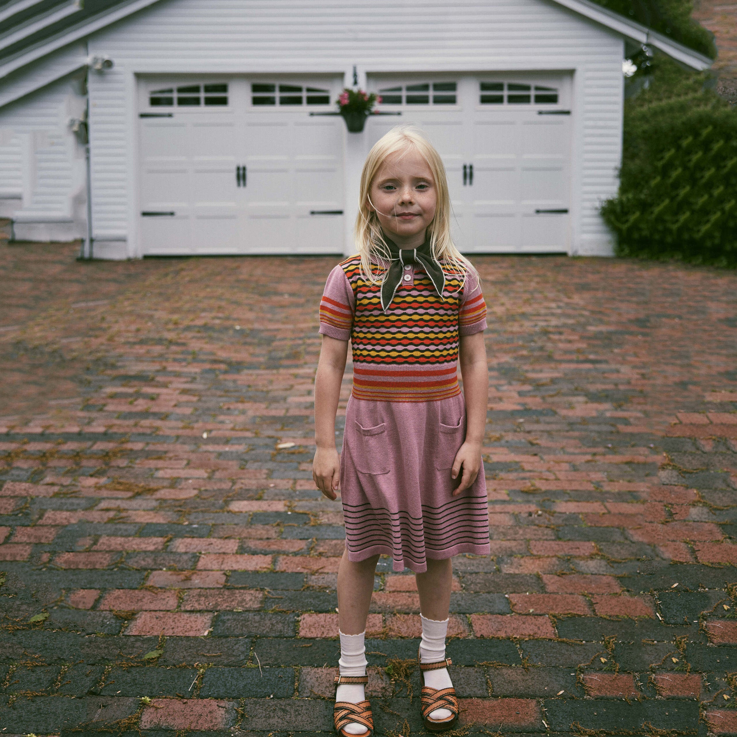 Girls Mauve Jacquard Waist Dress