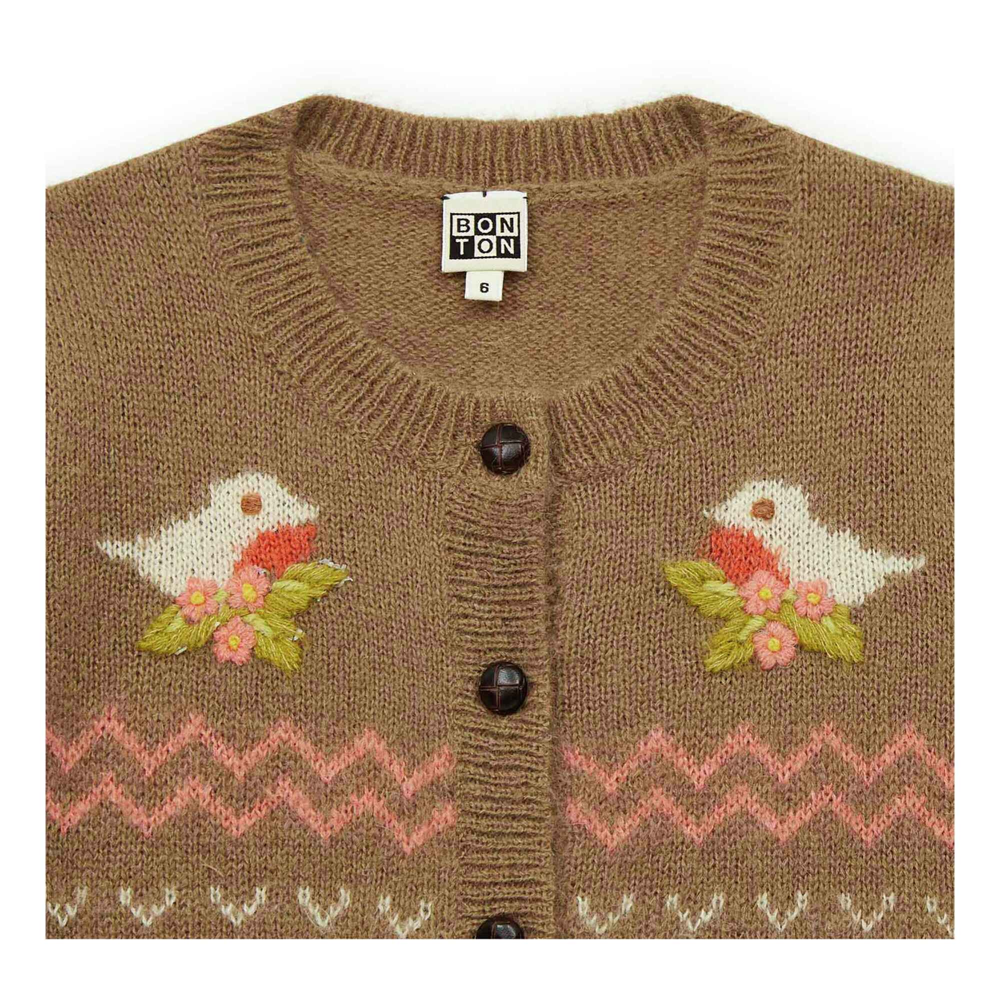 Girls Camel Flower Cardigan