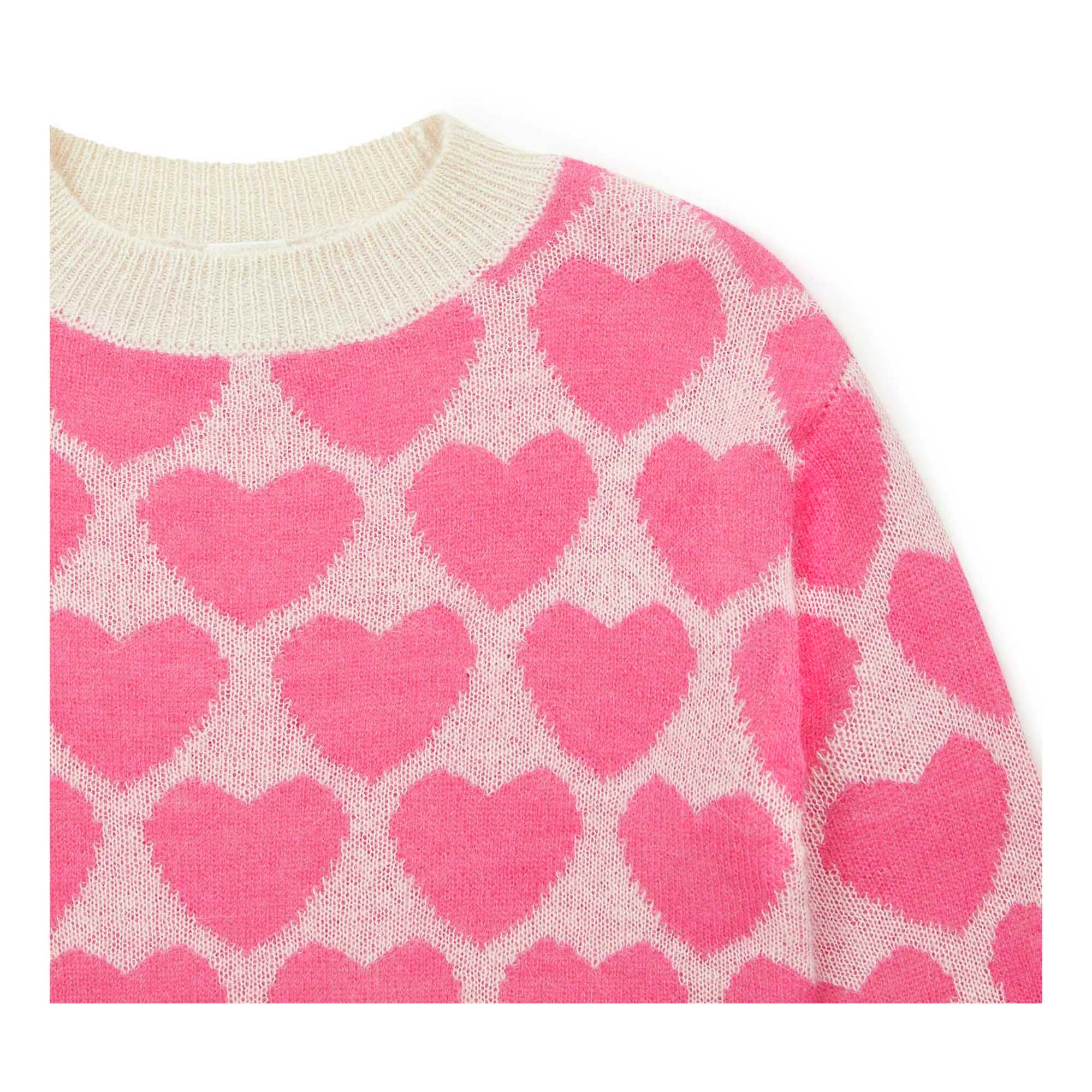 Girls Pink Heart Sweater