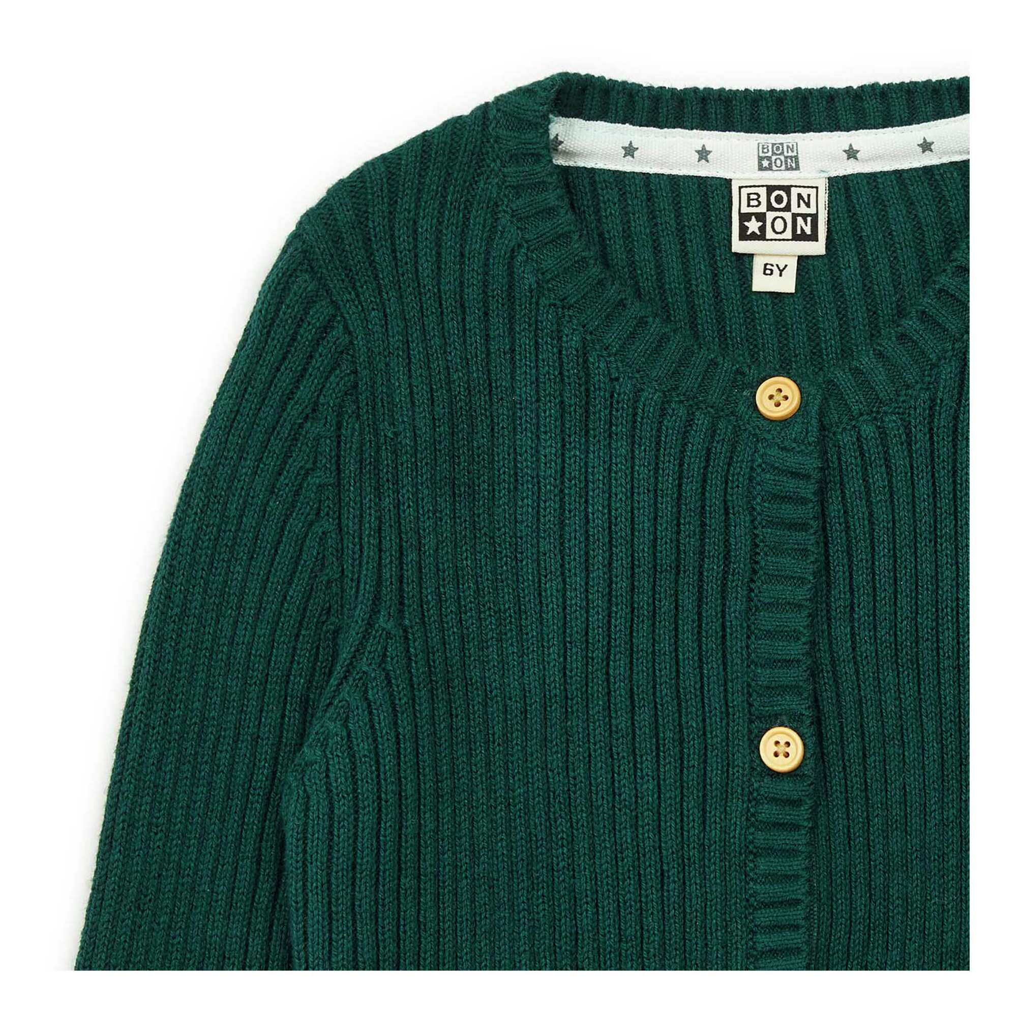 Girls Dark Green Cotton Cardigan