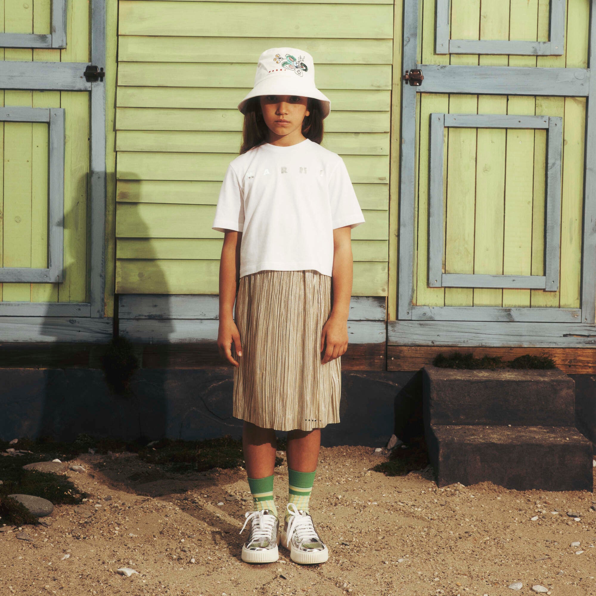 Girls White Logo Cotton T-Shirt