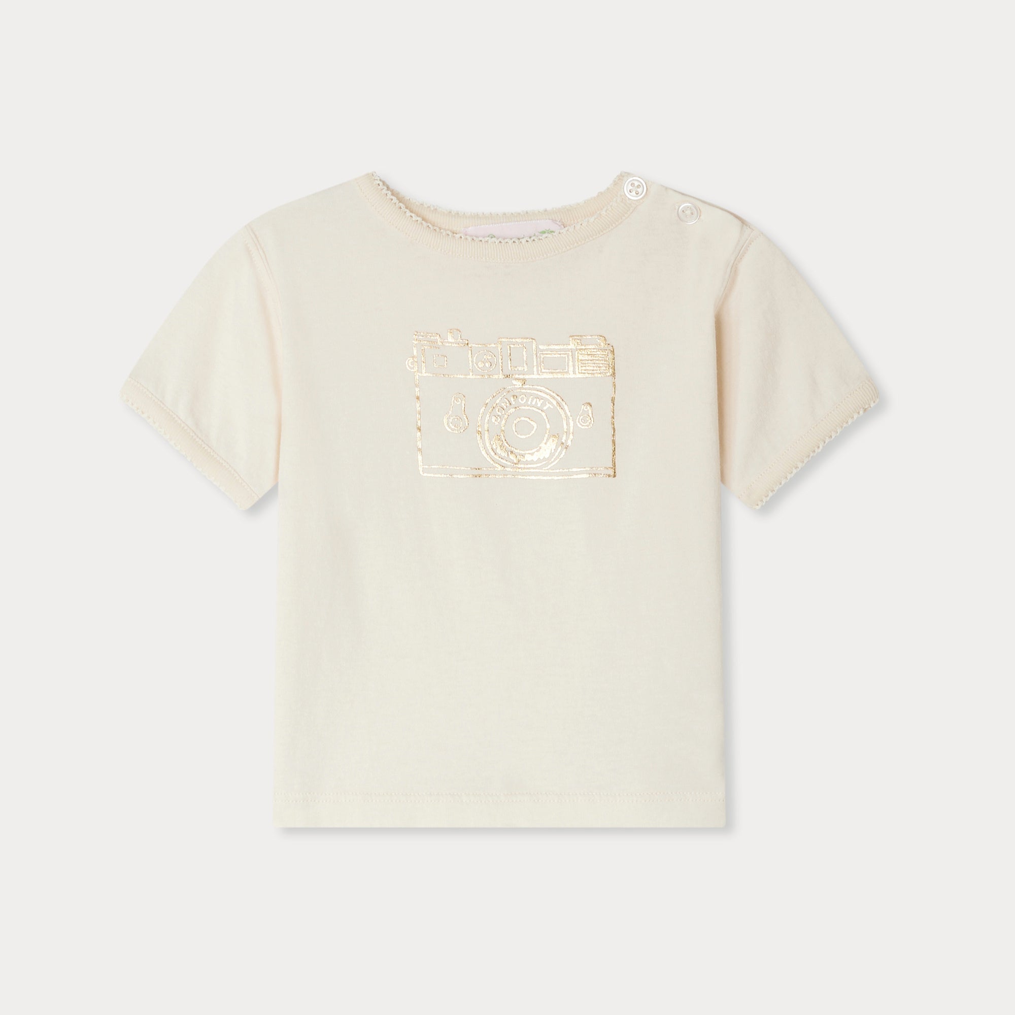Baby Girls White Cotton T-Shirt