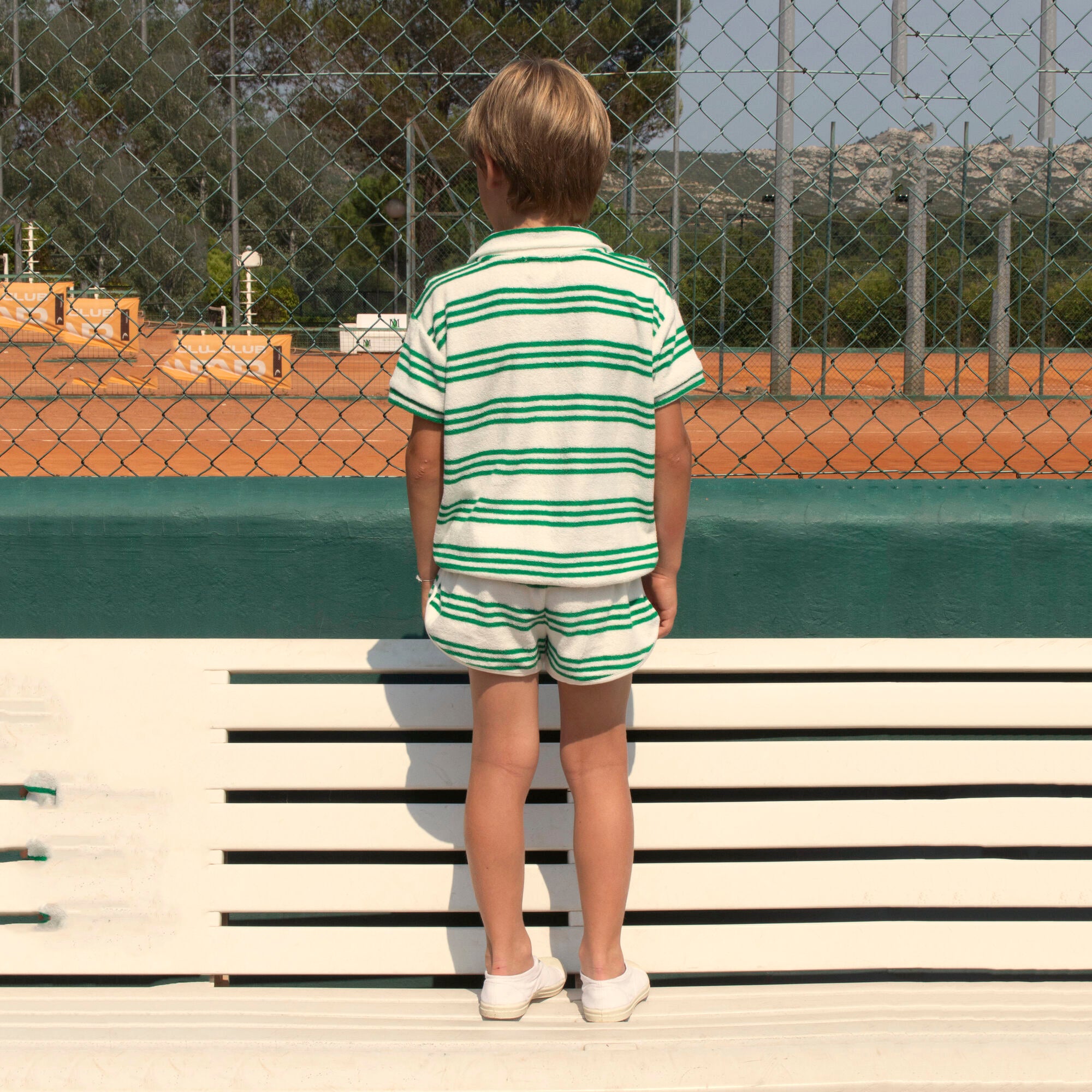 Boys & Girls Green Stripes Cotton Shorts