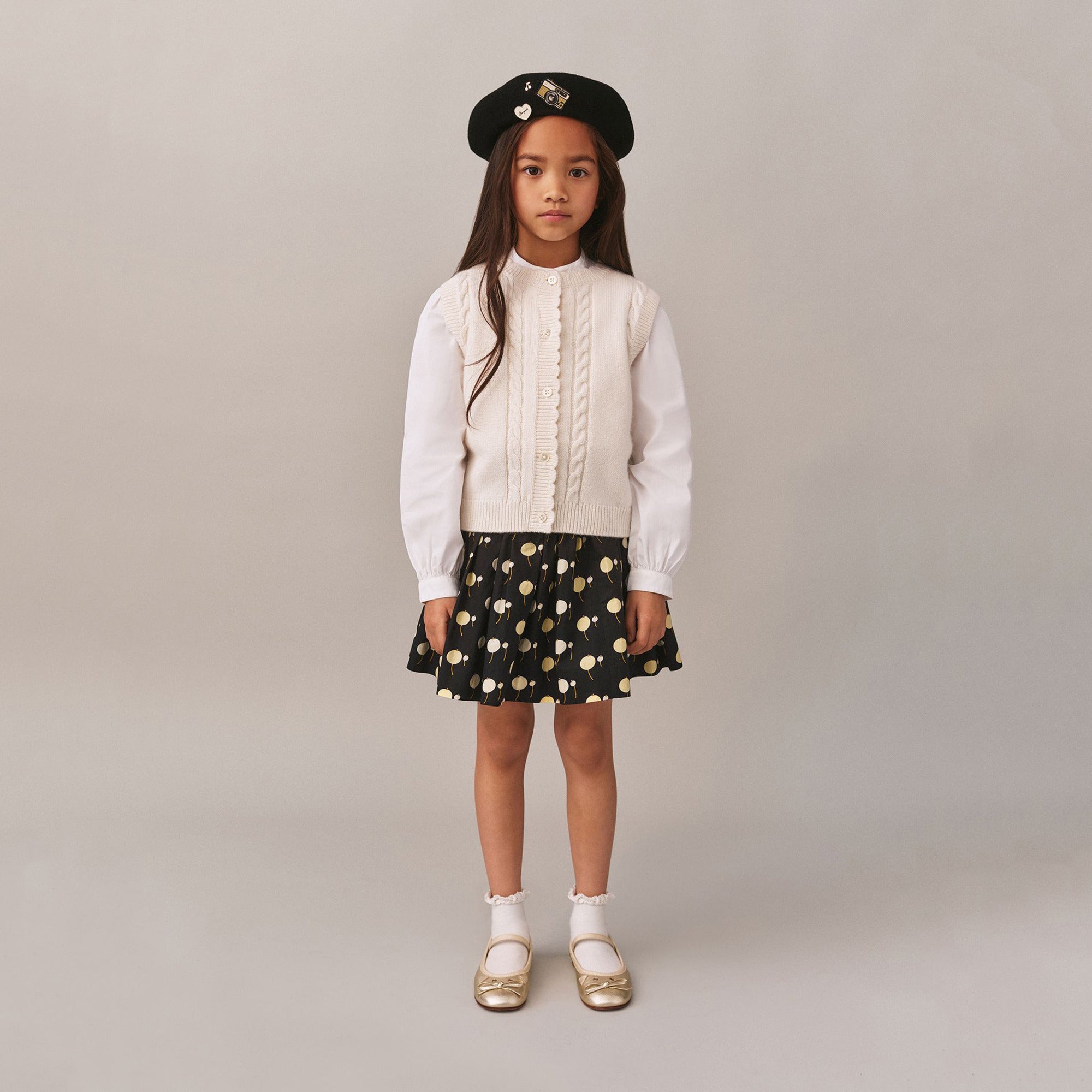 Girls White Knit Gilet