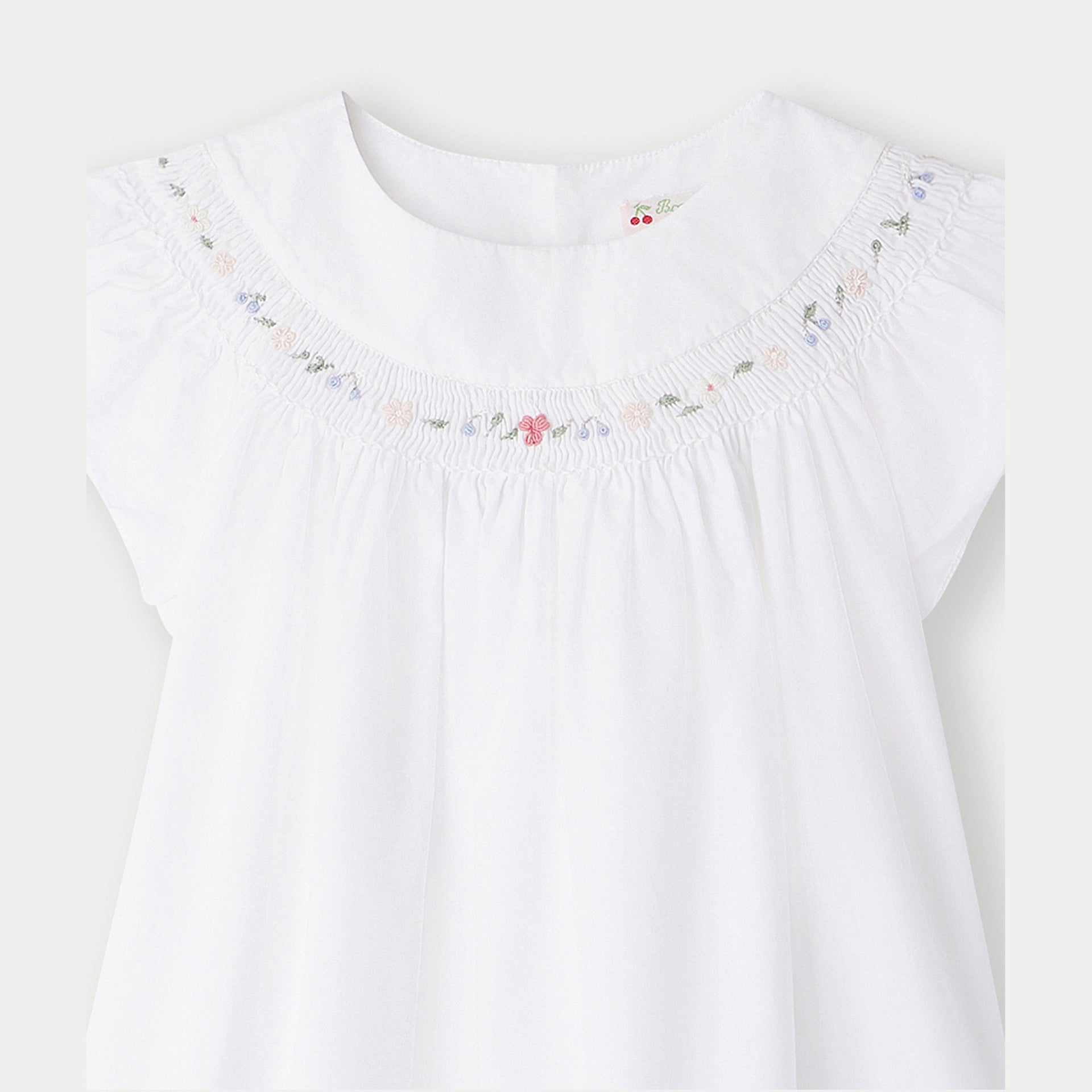 Girls White Embroidered Cotton Top