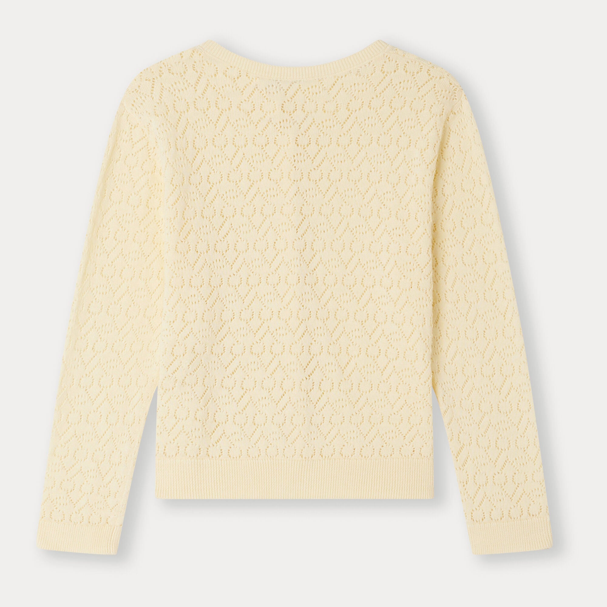 Girls Light Yellow Cherry Cotton Cardigan