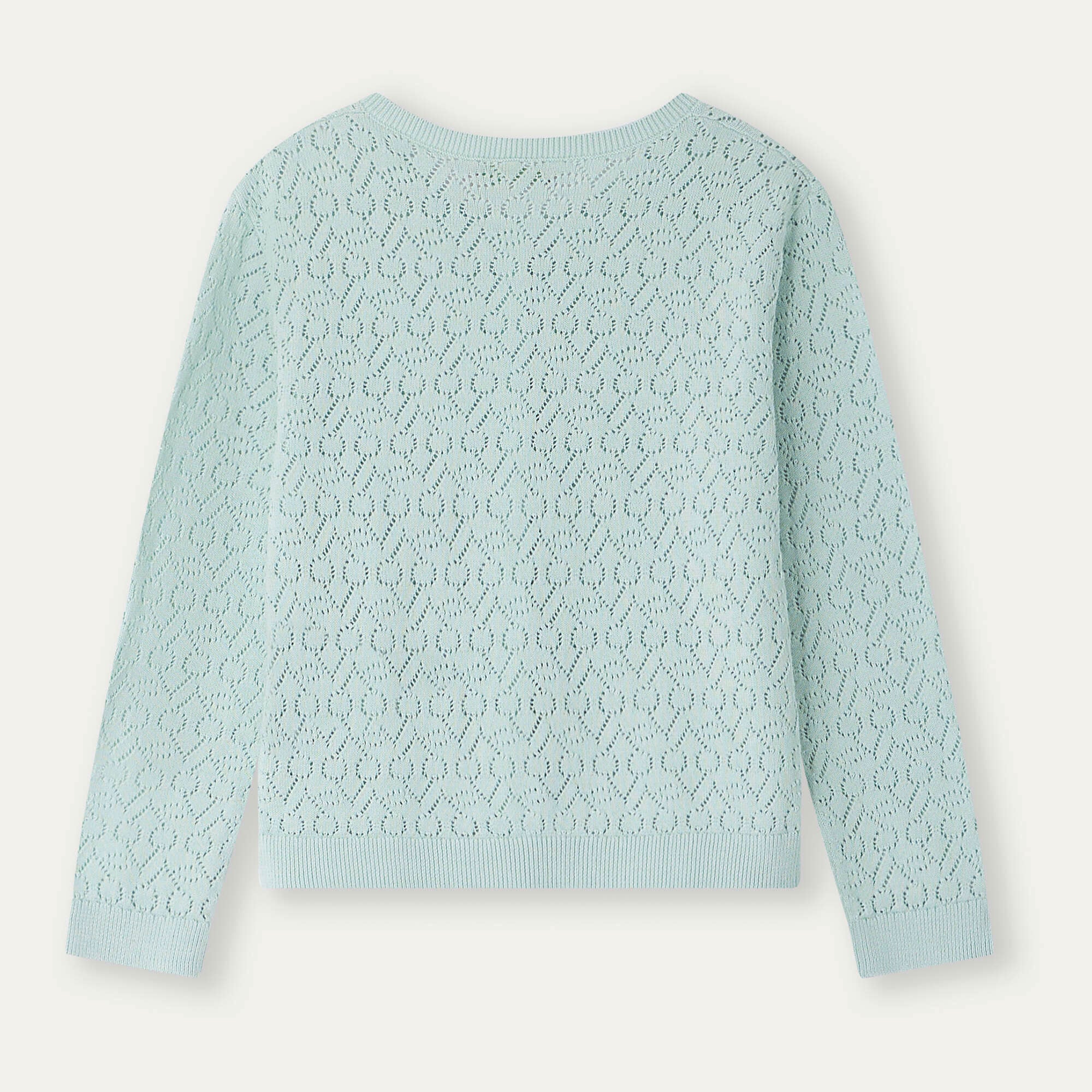 Girls Cyan Cherry Cotton Cardigan