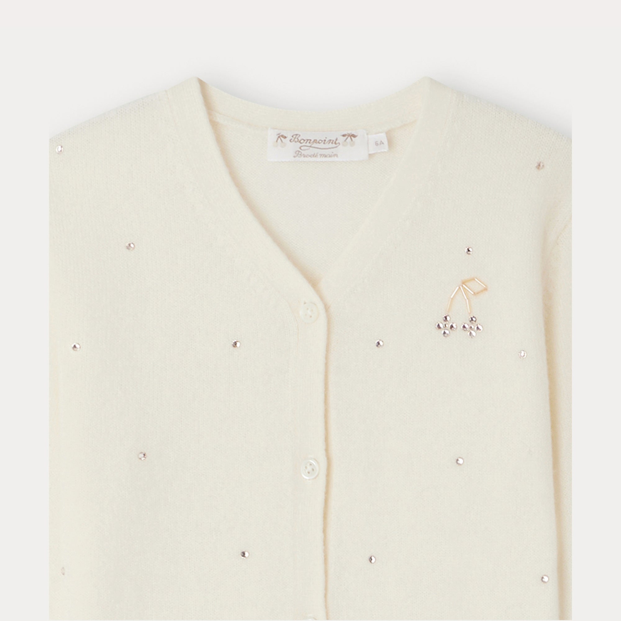 Girls White Cashmere Cardigan