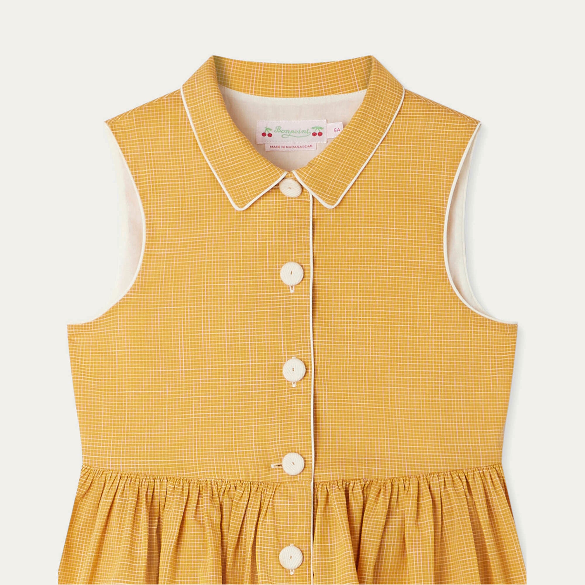 Girls Yellow Check Cotton Dress
