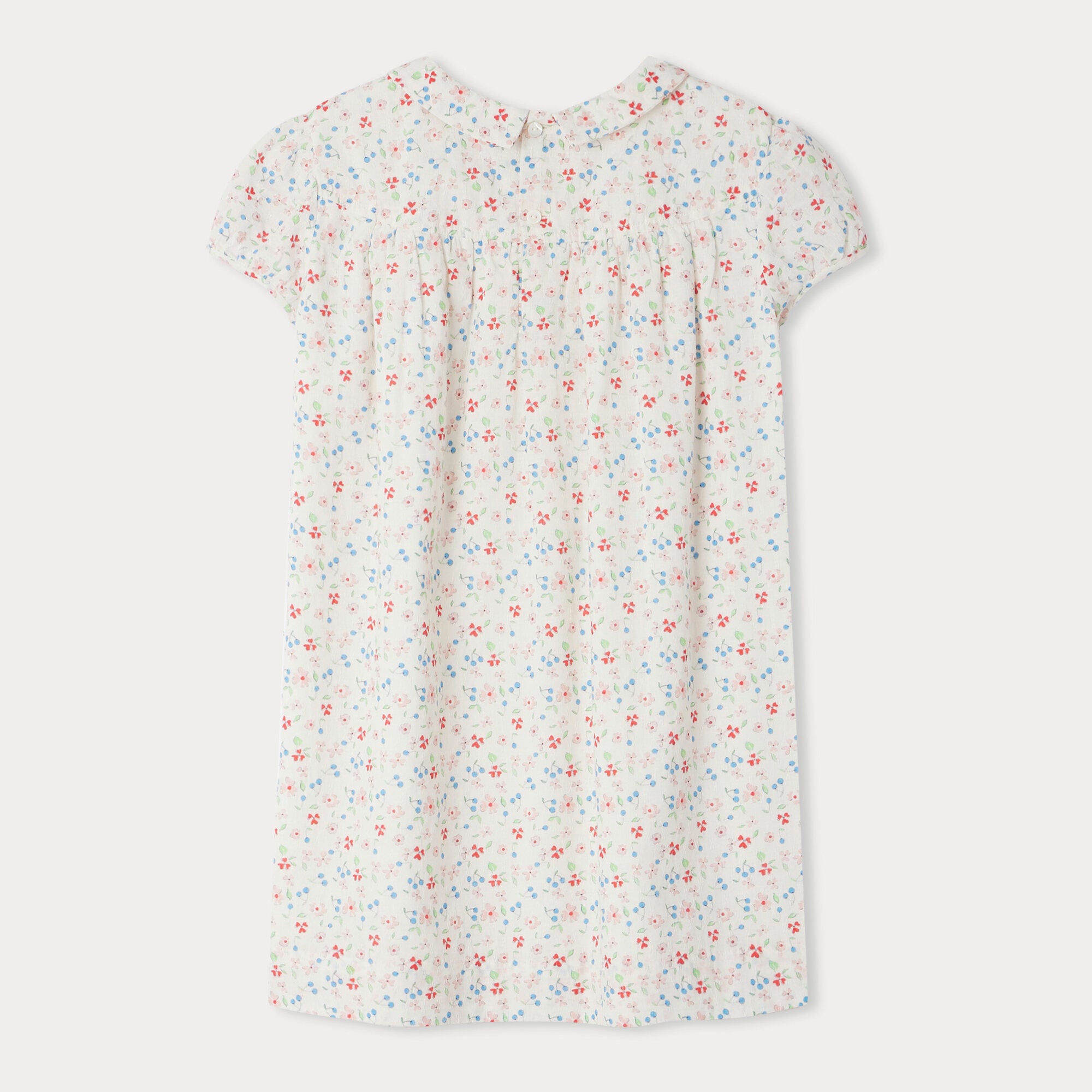 Girls White Floral Cotton Dress