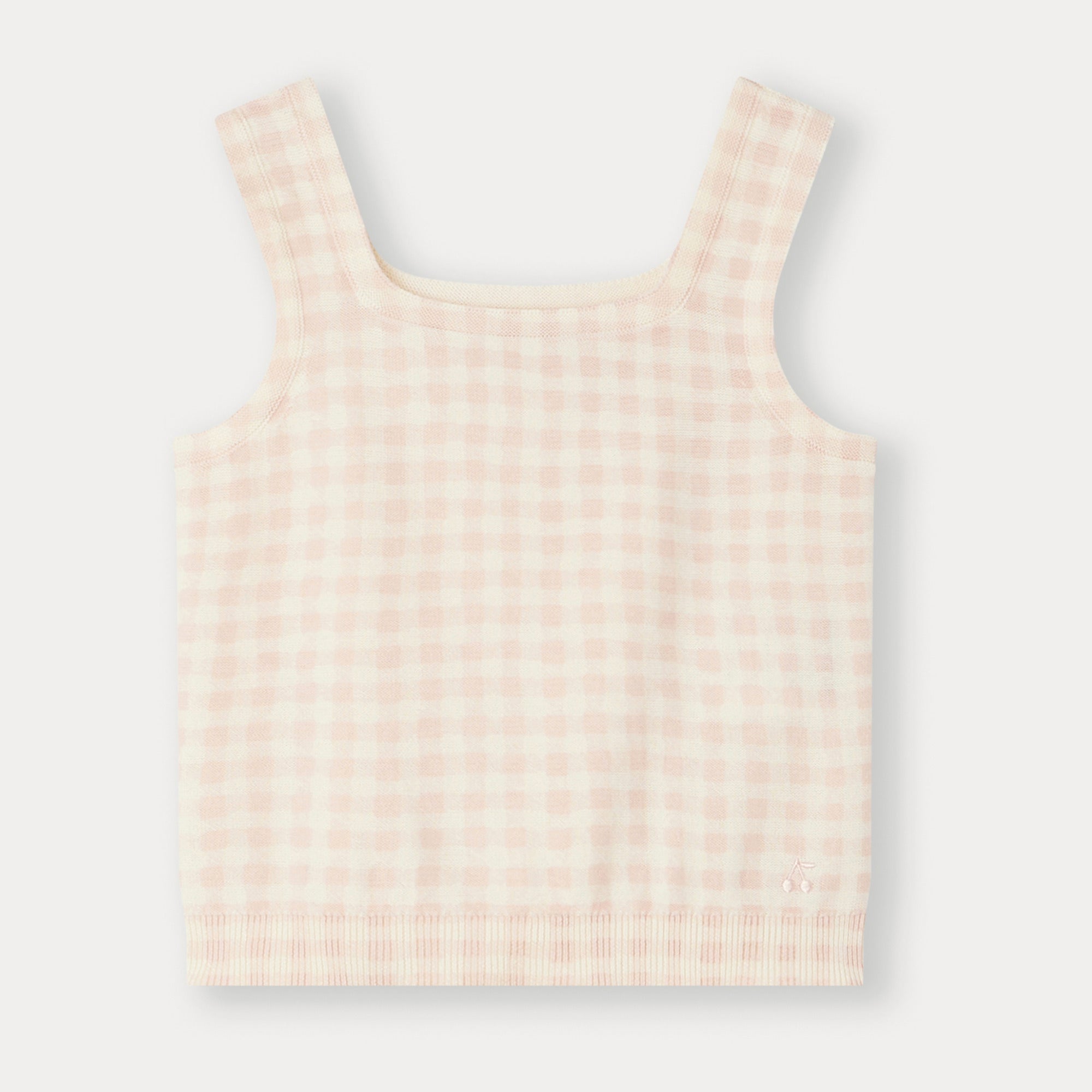 Girls Pink Check Cotton Vest