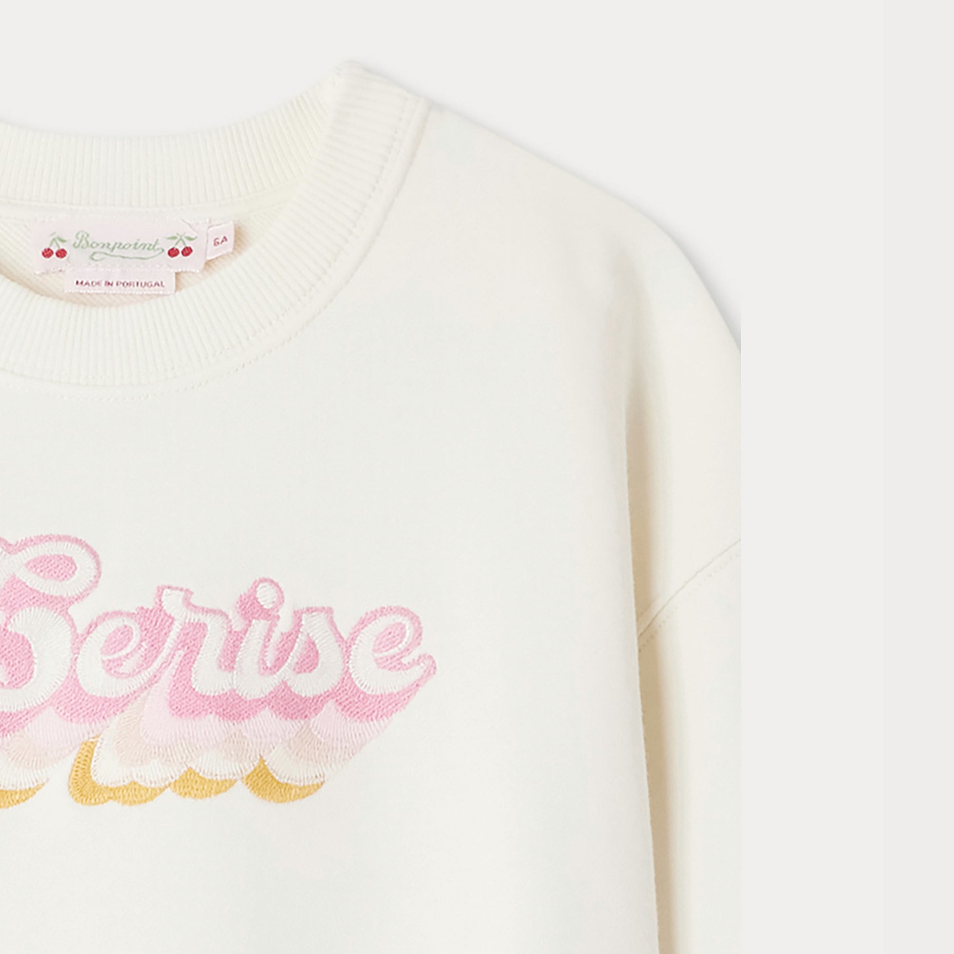 Girls White Embroidered Cotton Sweatshirt