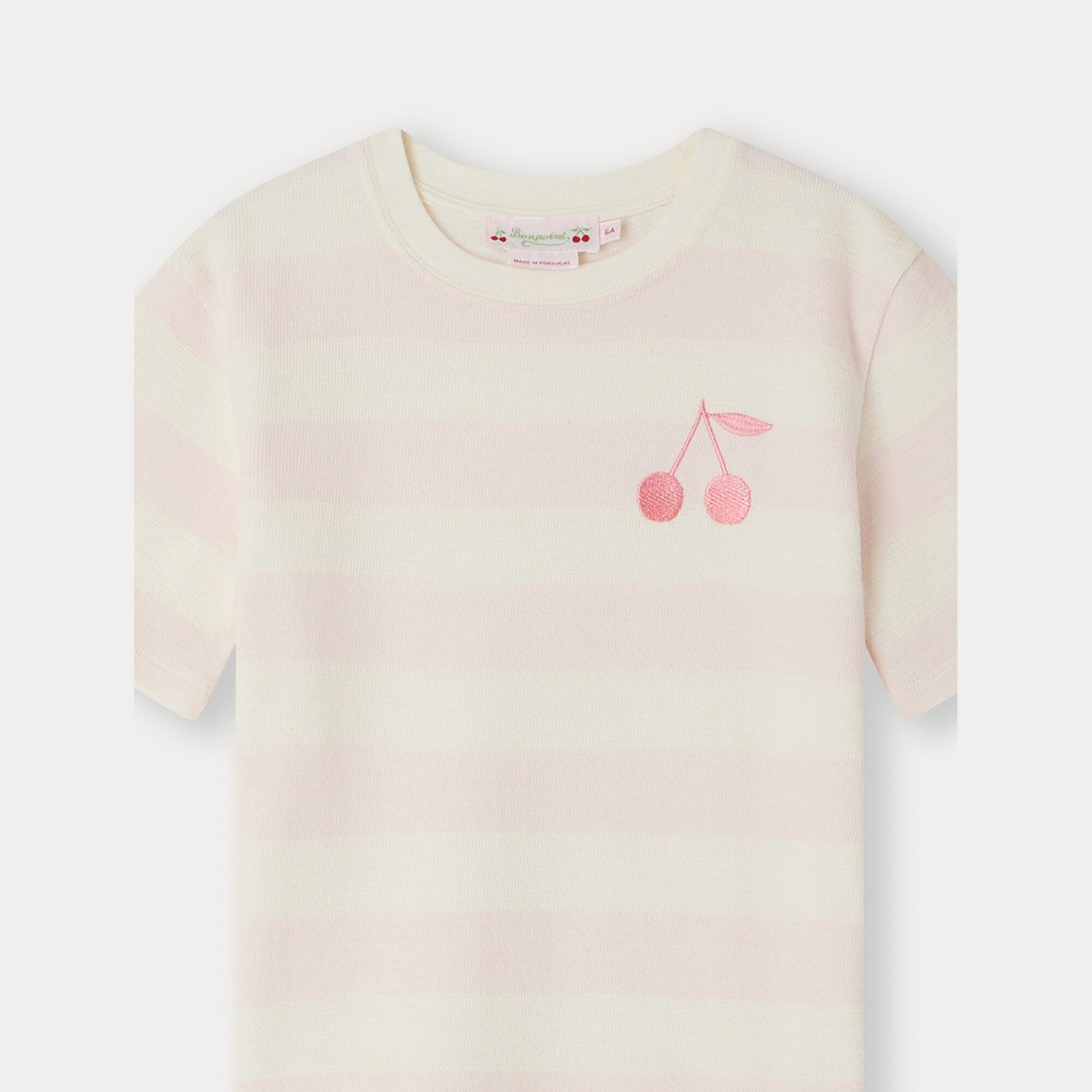 Girls Light Pink Stripes Cotton T-Shirt