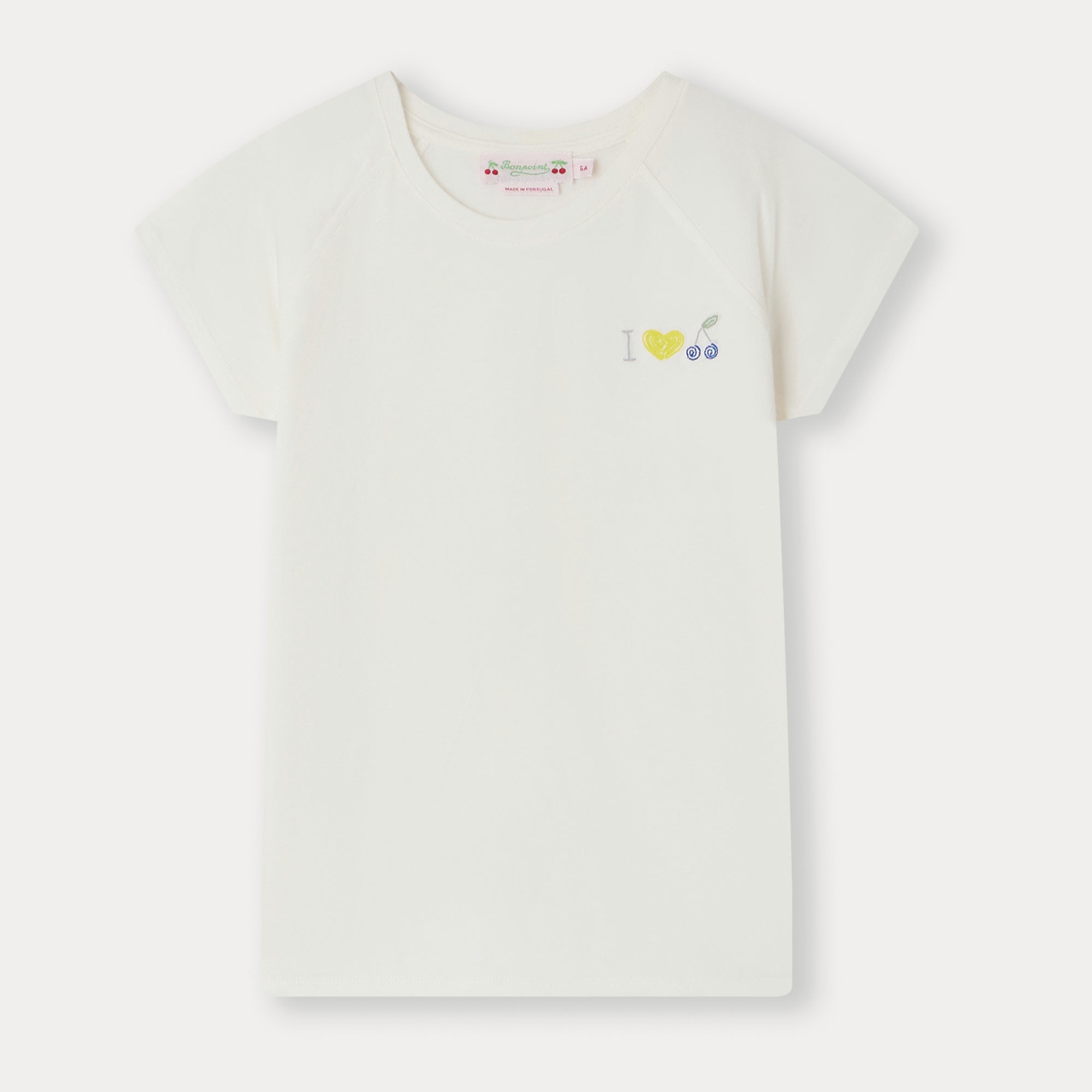 Girls White Cotton T-Shirt